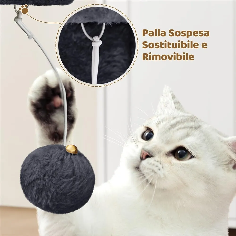 Yaheetech Albero per Gatti con Posatoio e Graffiatoio, 40,5 x 40,5 x 59 cm, Nero - immagine 7