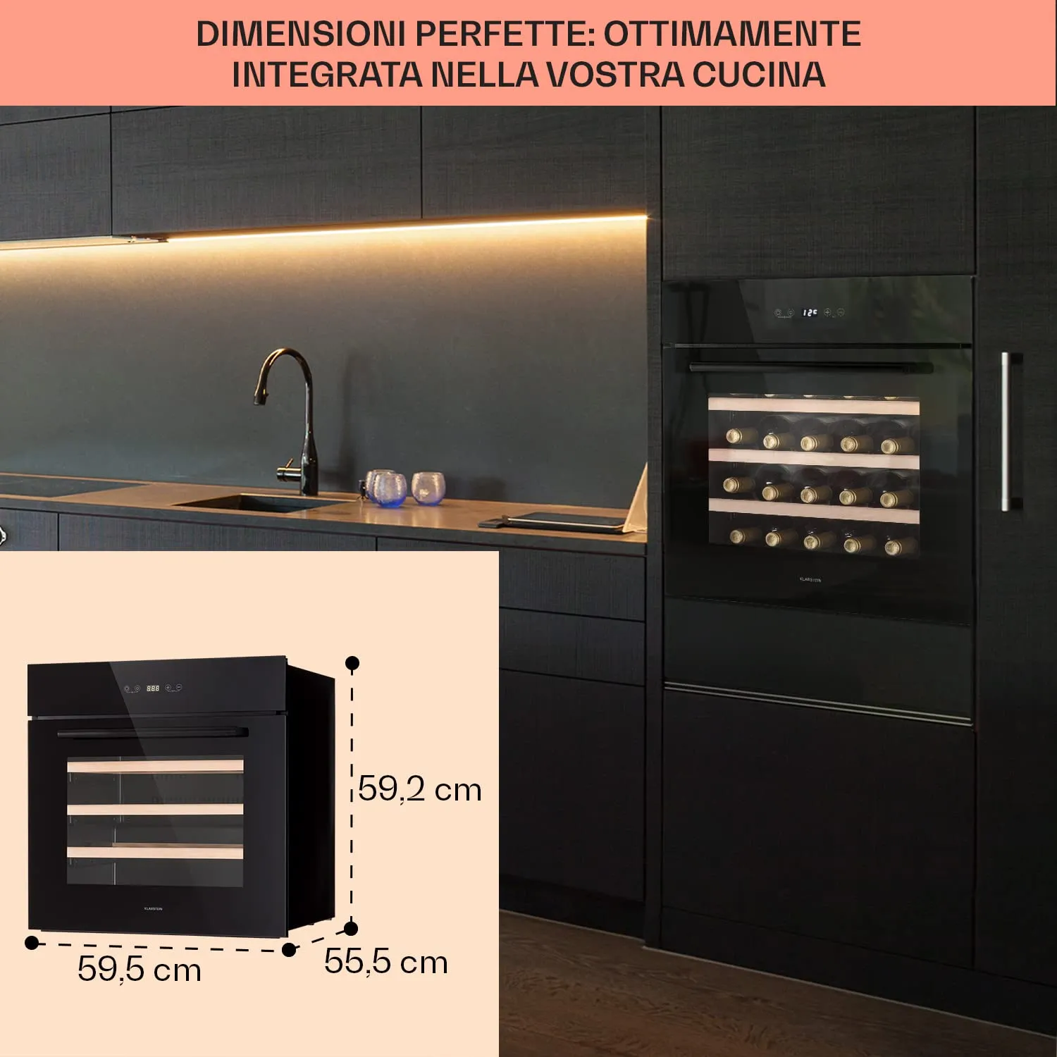 Klarstein Cantinetta Vino a Zona Singola, Protezione UV, Touch Control 5-10°C, 30 Bottiglie - immagine 6