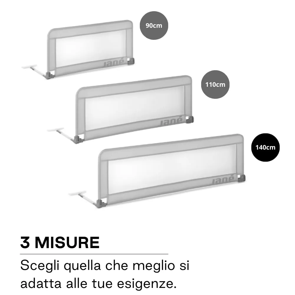 Jané Sponda Letto Ribaltabile 140 cm, Extra Alta e Traspirante, Pieghevole con Borsa da Trasporto, Grigio - immagine 3