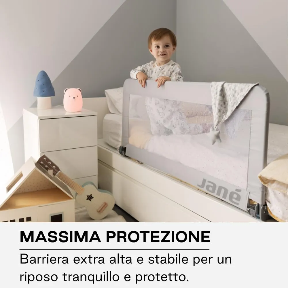 Jané Sponda Letto Ribaltabile 140 cm, Extra Alta e Traspirante, Pieghevole con Borsa da Trasporto, Grigio - immagine 4