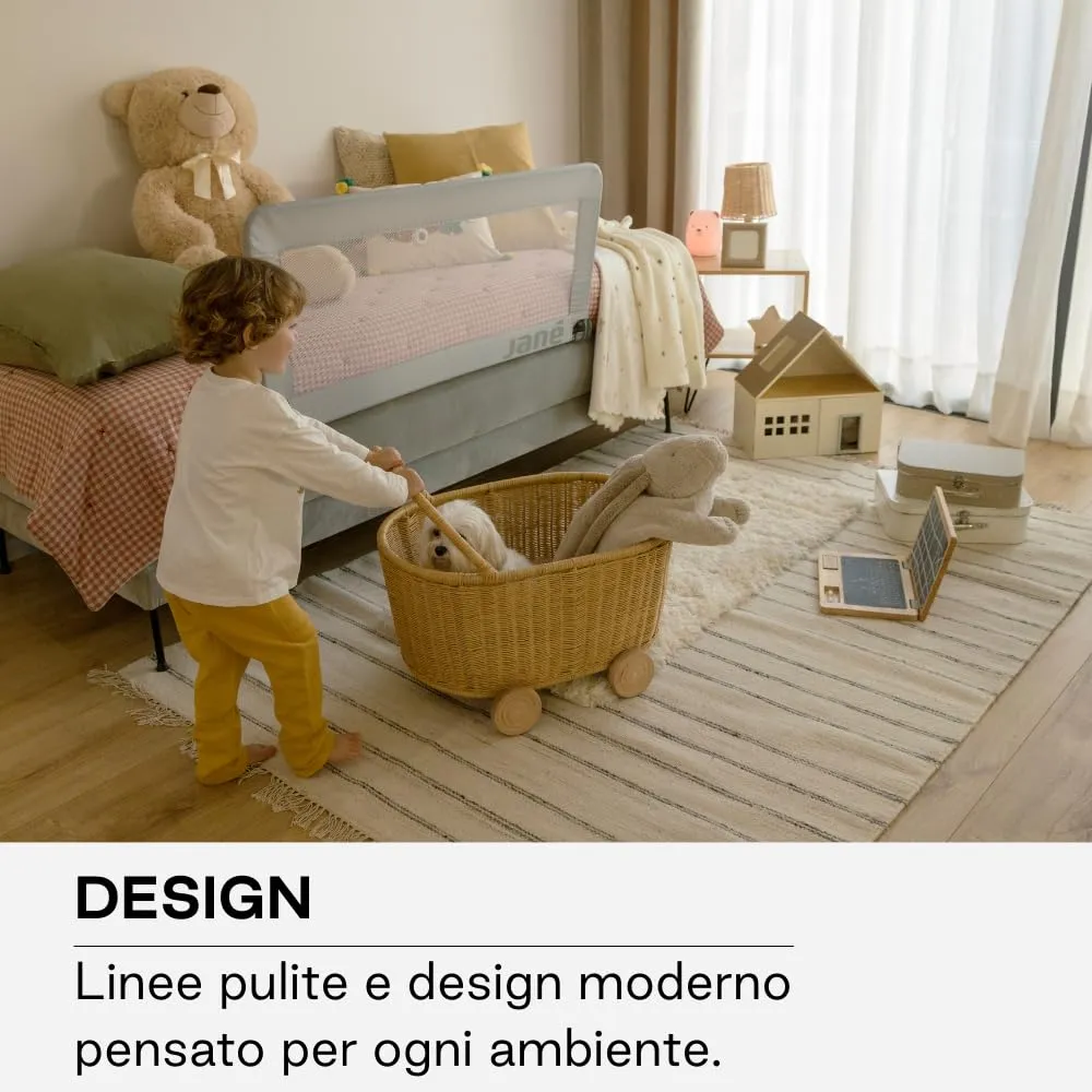 Jané Sponda Letto Ribaltabile 140 cm, Extra Alta e Traspirante, Pieghevole con Borsa da Trasporto, Grigio - immagine 5