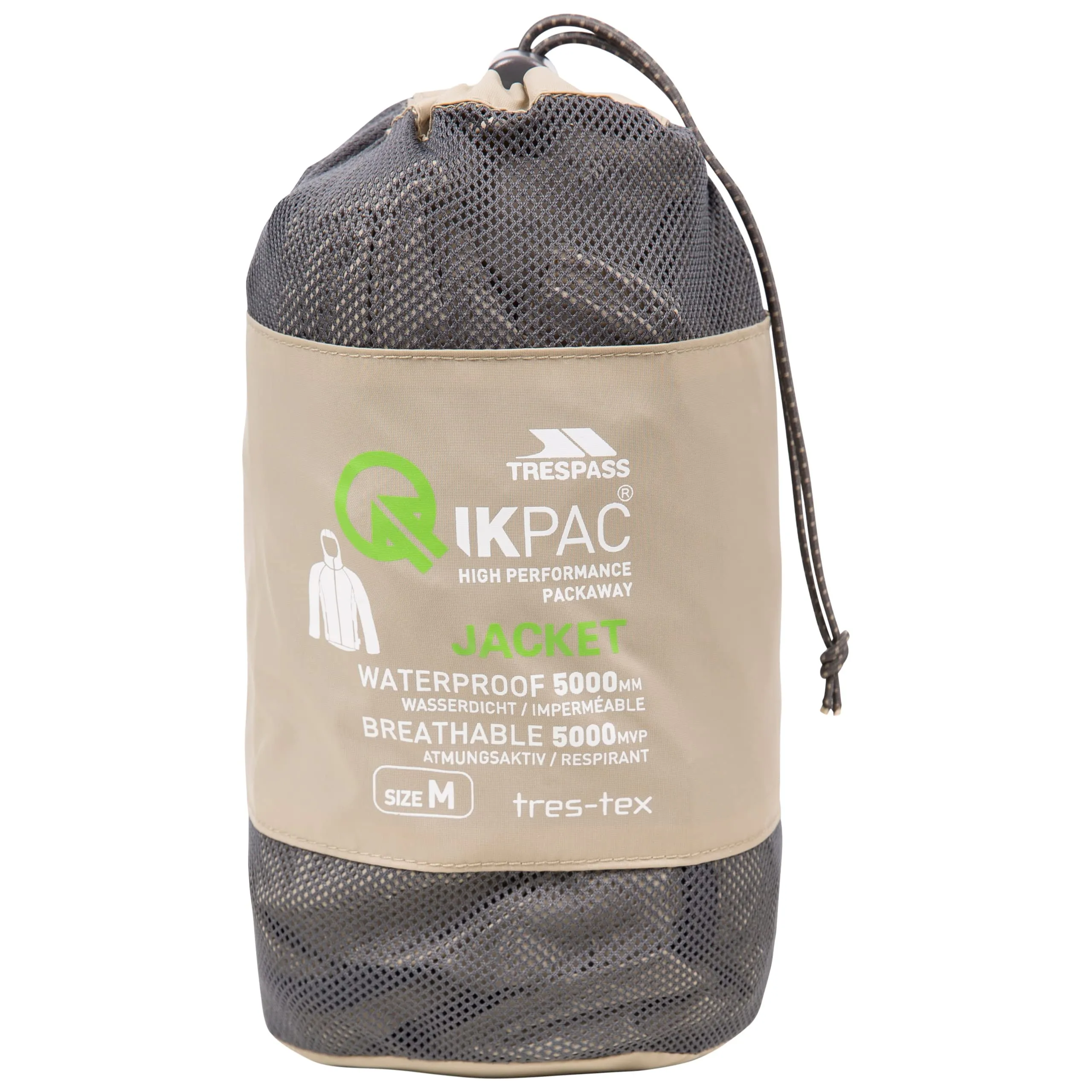 Trespass Qikpac Giacca Impermeabile Compatta Unisex, Latte d'Avena, XXL - immagine 3