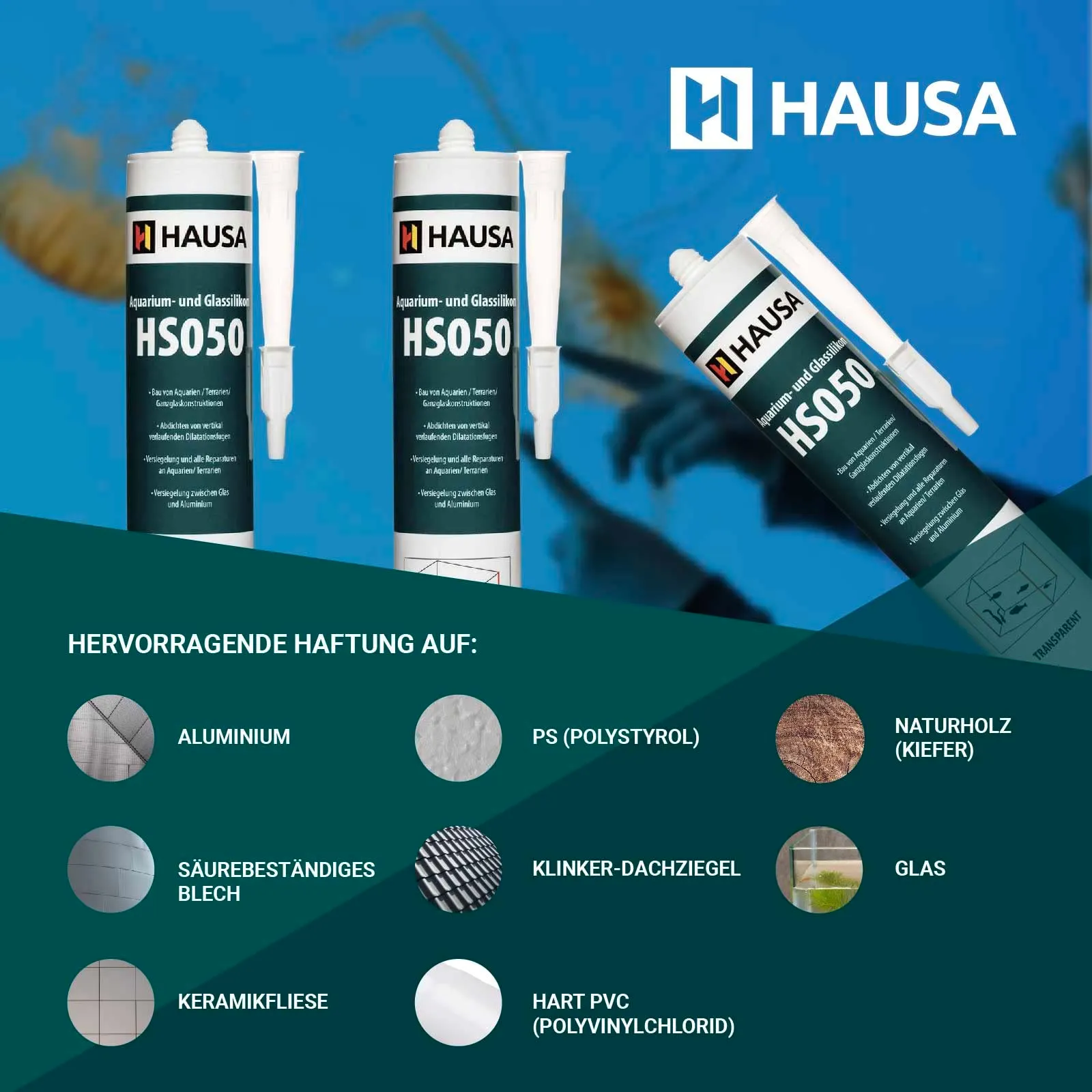 Hausa Glassilikon HS050 Nero, Silicone per Acquari e Terrari, 4 x 310ml - immagine 5