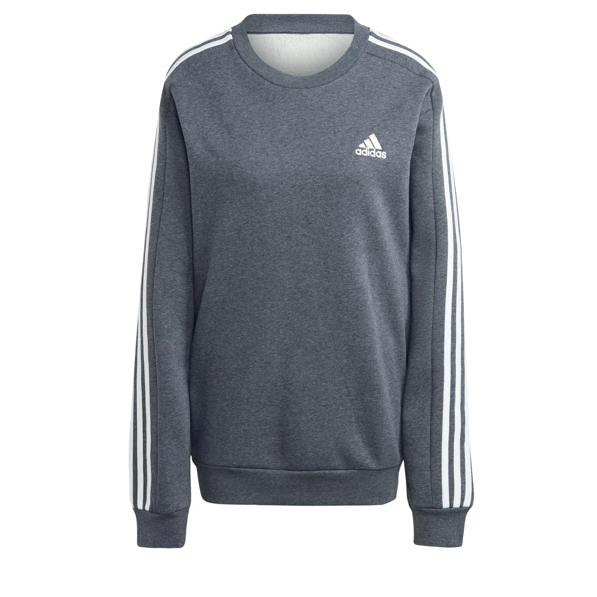 Adidas Essentials Fleece 3-Stripes Sweatshirt, Dark Grey Heather, M - immagine 1