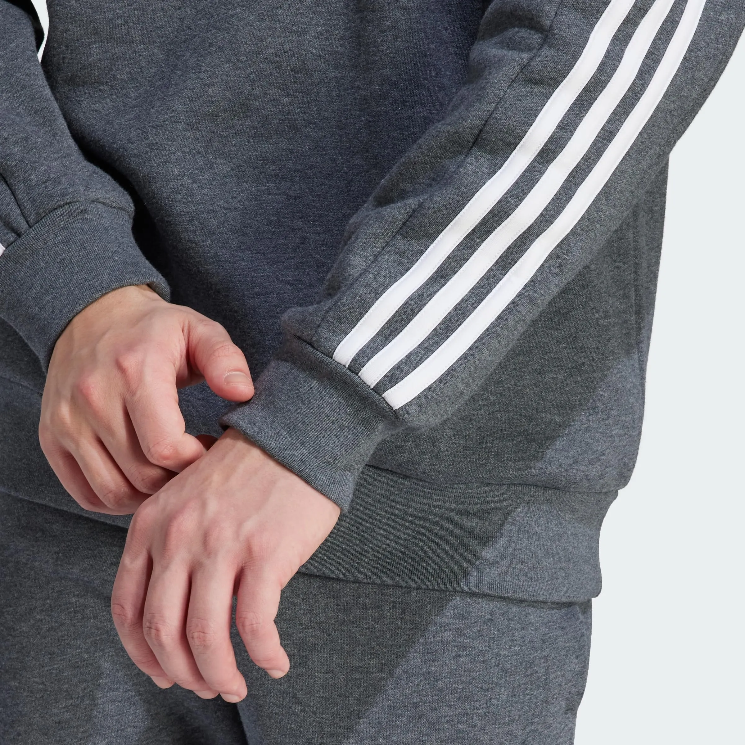 Adidas Essentials Fleece 3-Stripes Sweatshirt, Dark Grey Heather, M - immagine 5