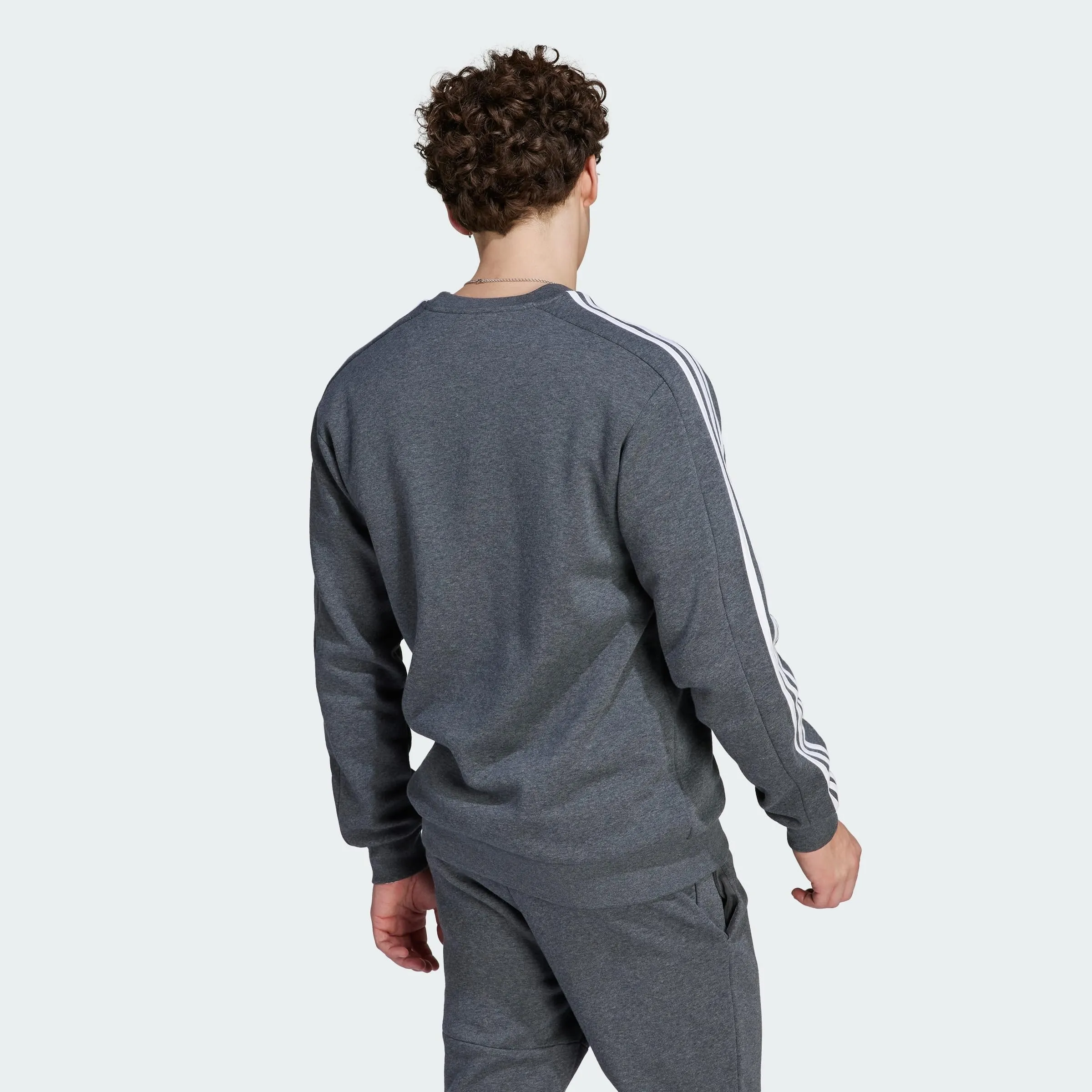 Adidas Essentials Fleece 3-Stripes Sweatshirt, Dark Grey Heather, M - immagine 6