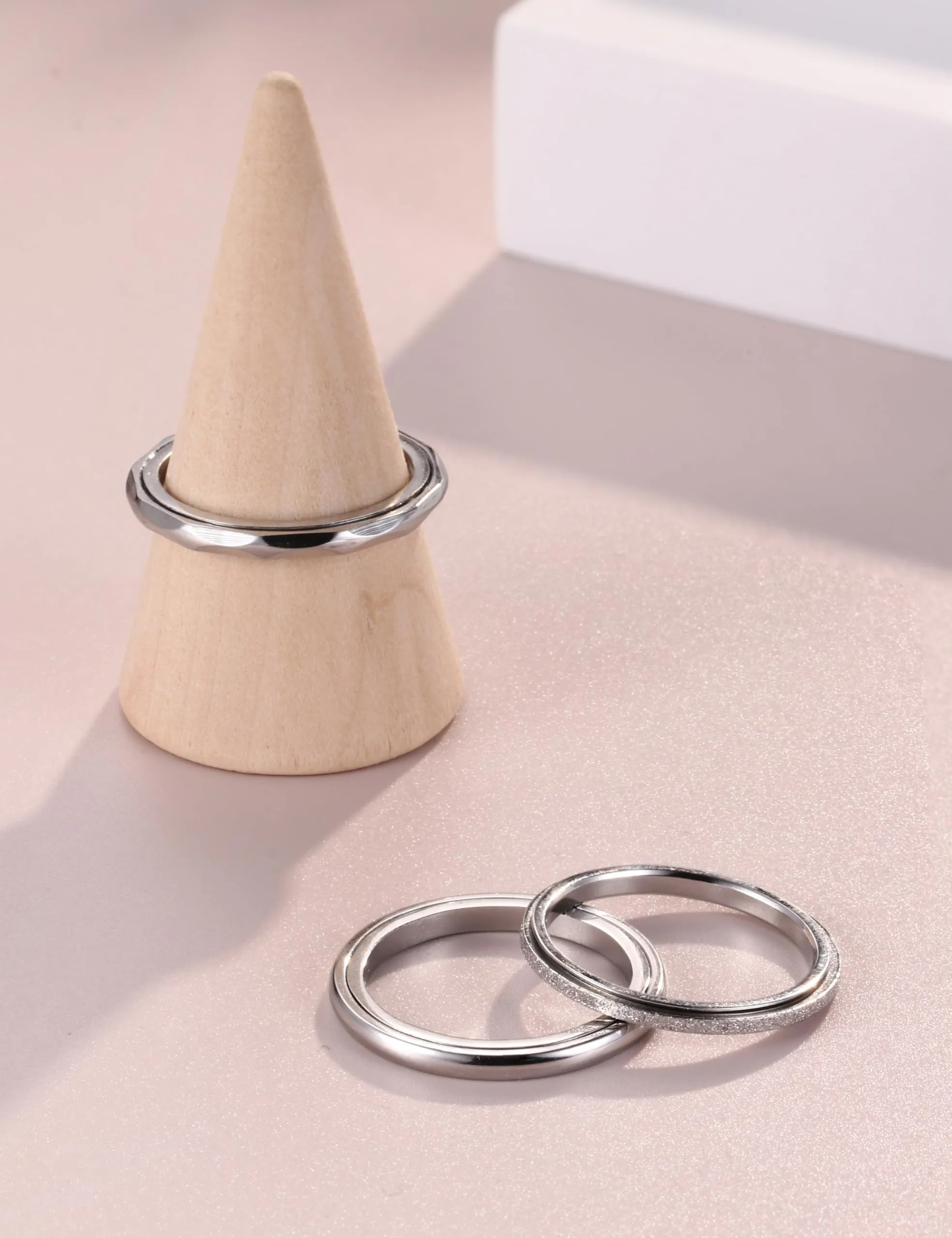 Adramata Anelli Antistress Spinner in Acciaio Inossidabile, Set da 3 Pezzi - immagine 8