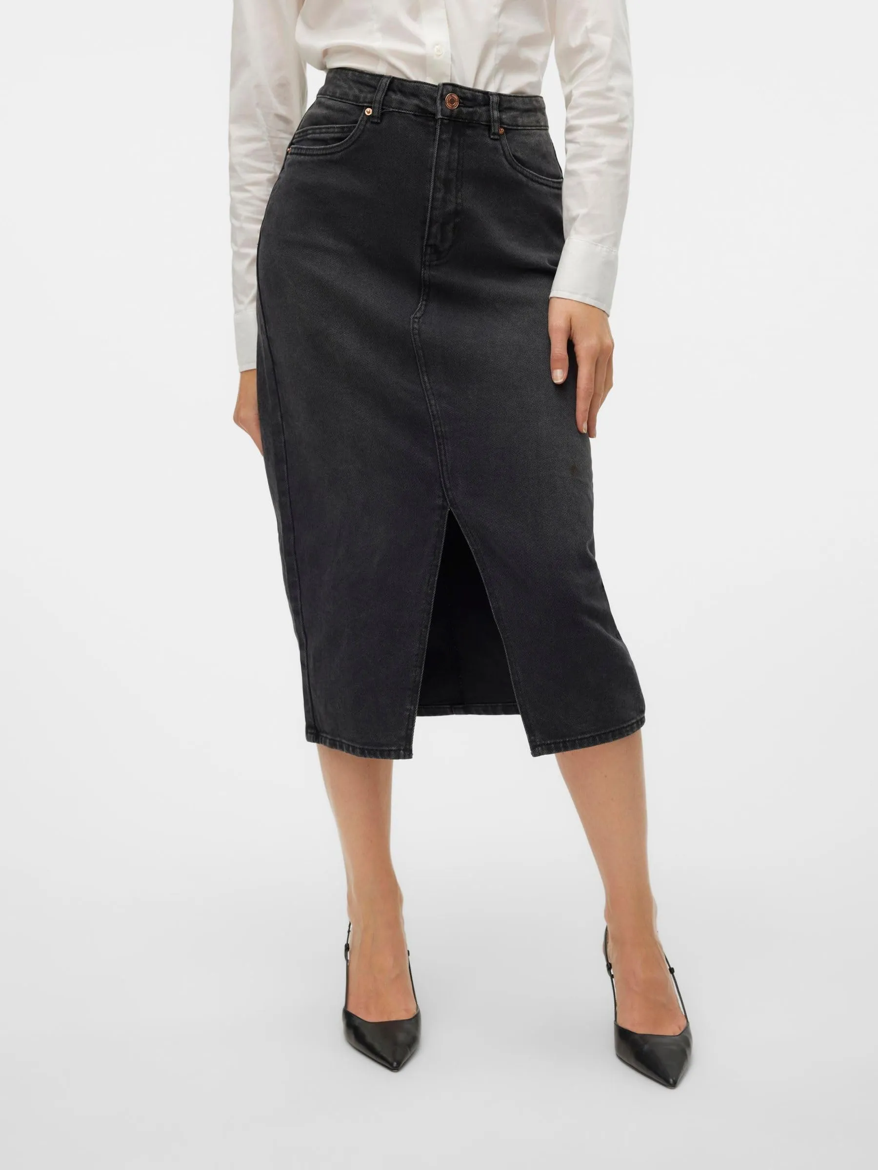 Vero Moda VMVERI HR Calf Denim Ga Noos, Nero, S - immagine 2