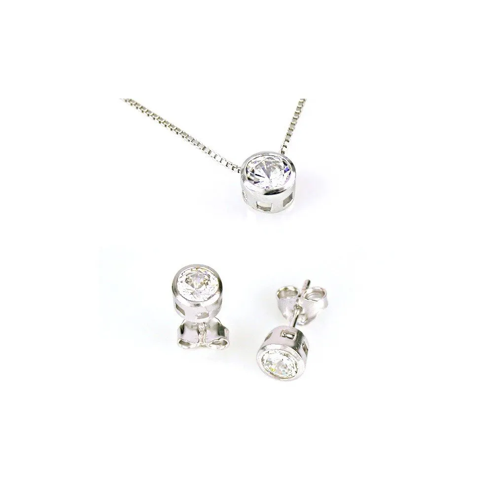 Gioielleria Bucci Parure Collana e Orecchini Punto Luce in Argento 925 Rodiato Oro Bianco - immagine 1