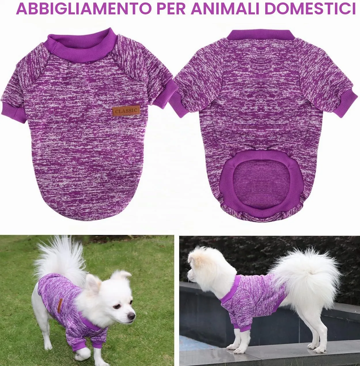 HuaLiSiJi Maglione per Cane Chihuahua Bulldog Francese e Bassotto, Viola, L - immagine 2