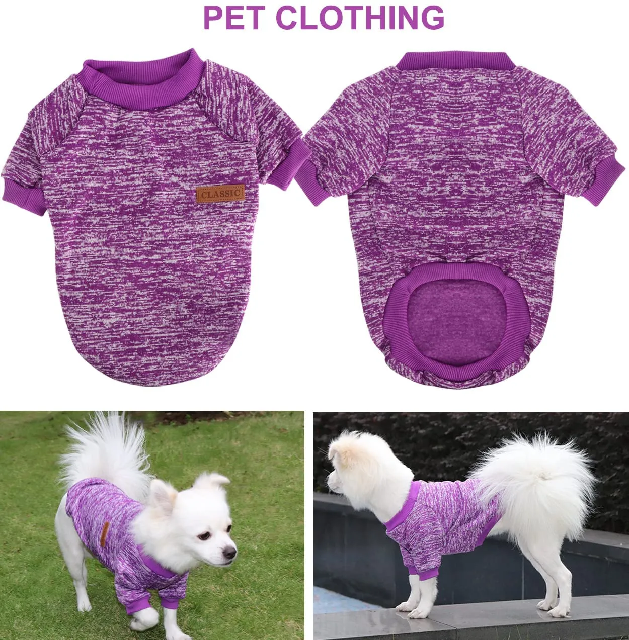 HuaLiSiJi Maglione in Pile per Cane e Gatto, Taglia M, Viola - immagine 2