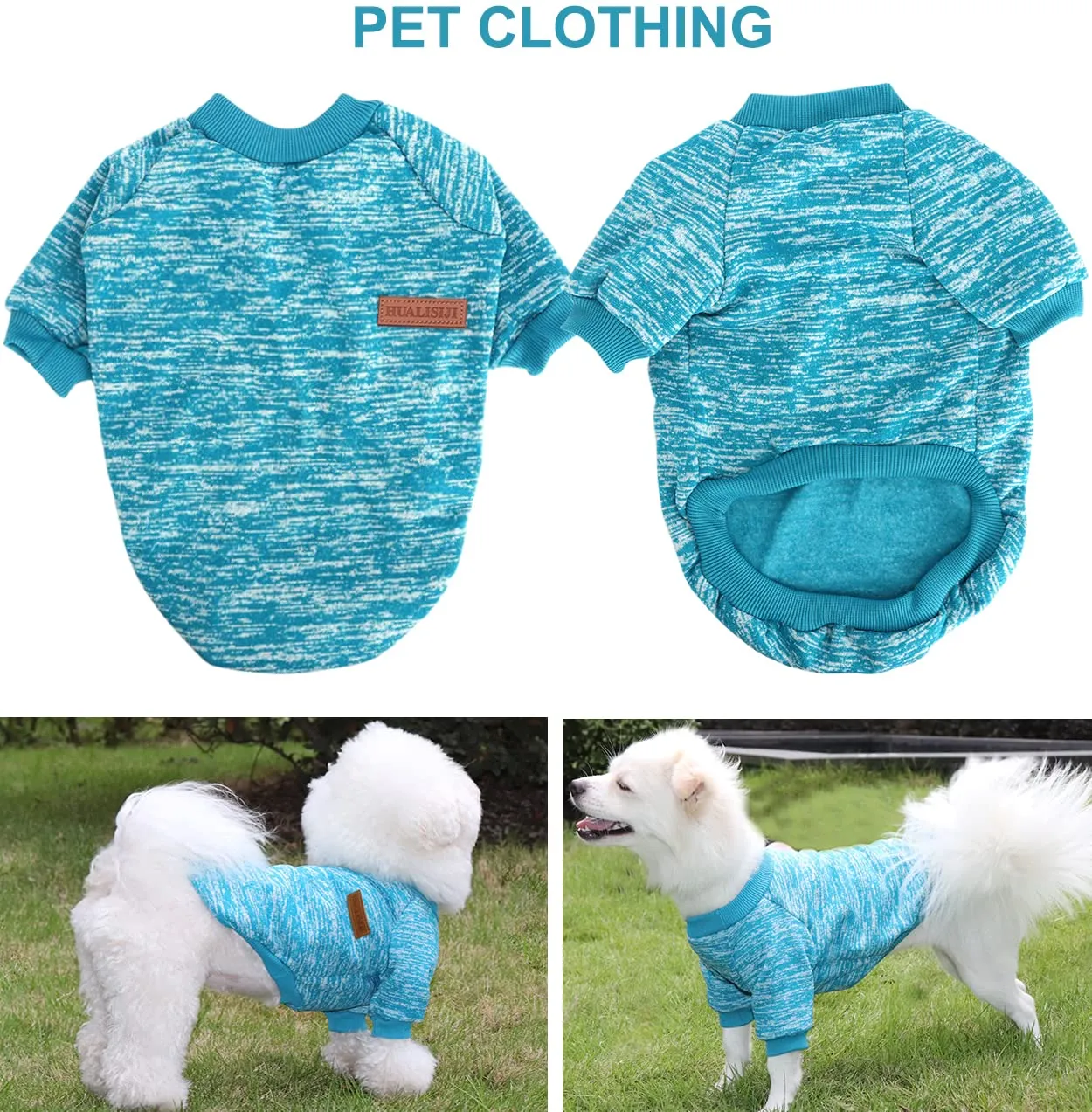 HuaLiSiJi Felpa per Cani Maglioncino per Chihuahua e Bulldog Francese, Rosa+Blu, XXL - immagine 2