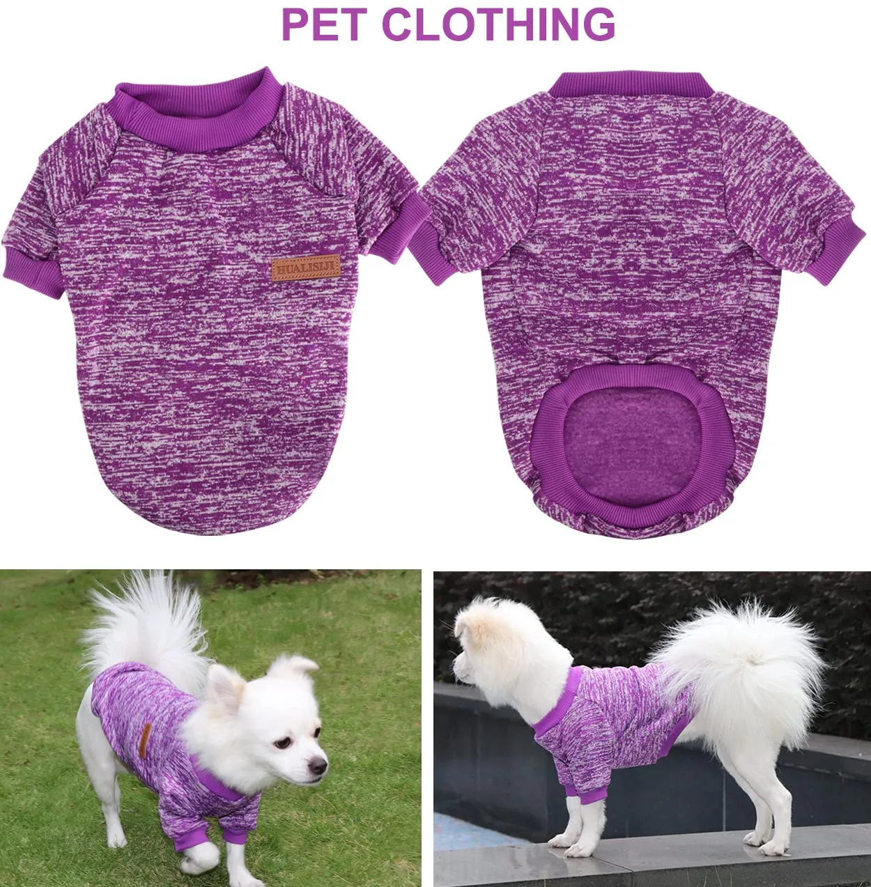 HuaLiSiJi Felpa per Cani Maglioncino (Blu+Viola, XXL) - immagine 2