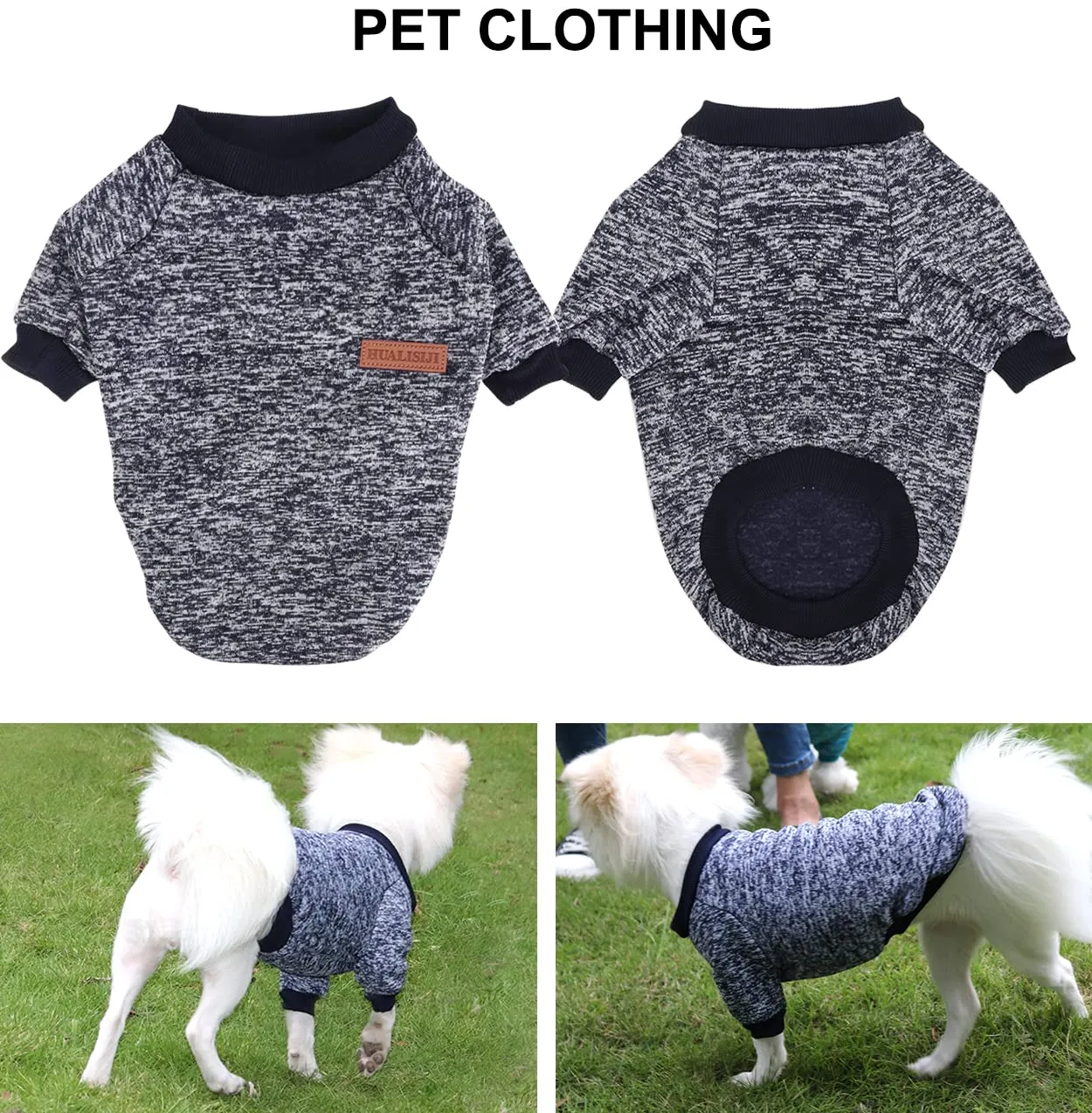 HuaLiSiJi Maglione per Cane e Gatto, Blu + Blu Navy, XS - immagine 2