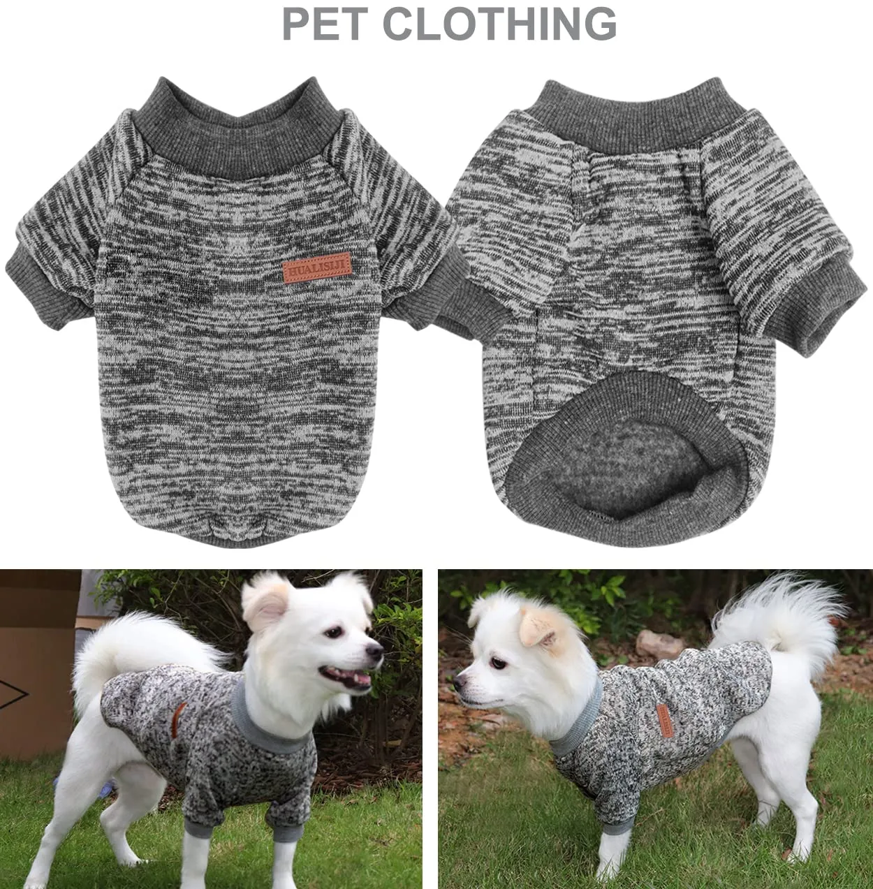 HuaLiSiJi Felpa per Cani Maglioncino (Blu+Grigio, XXL) - immagine 2