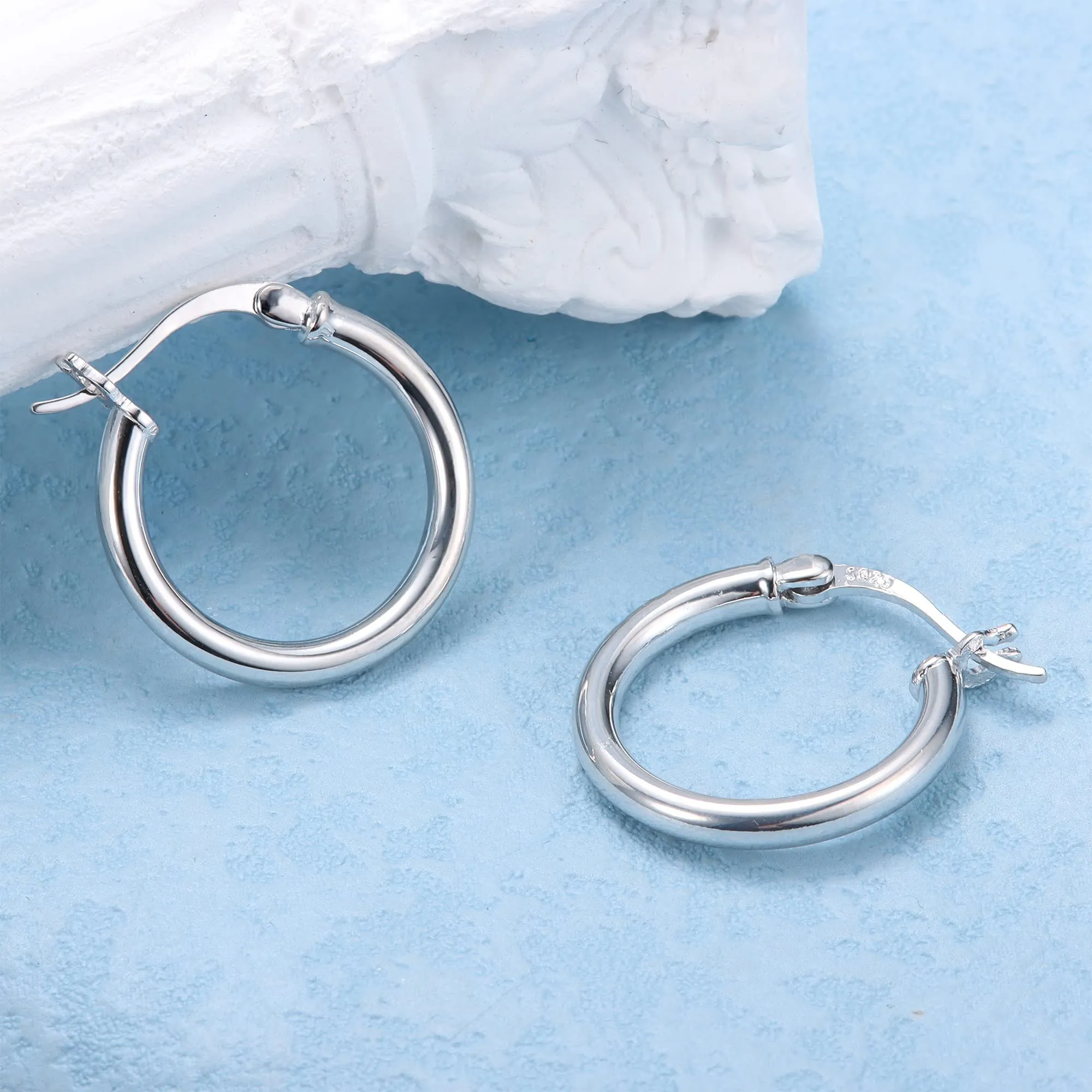 Chriscoco Orecchini a Cerchio in Rame con Perni in Argento 925 per Donna, Anallergici - immagine 5