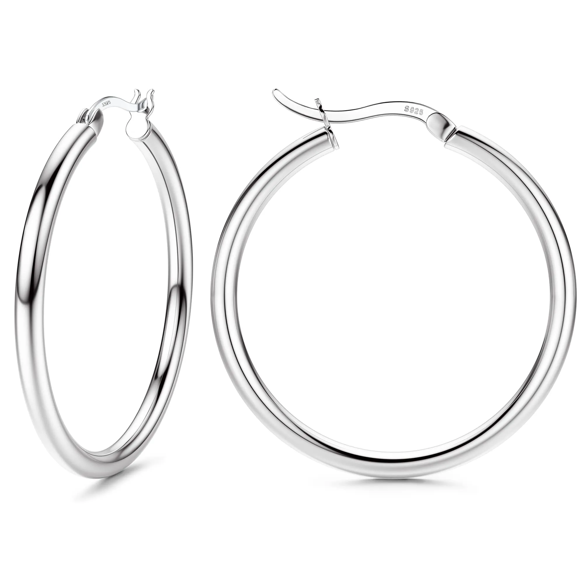 Chriscoco Orecchini a Cerchio in Argento 925 per Donna, 30mm - immagine 1