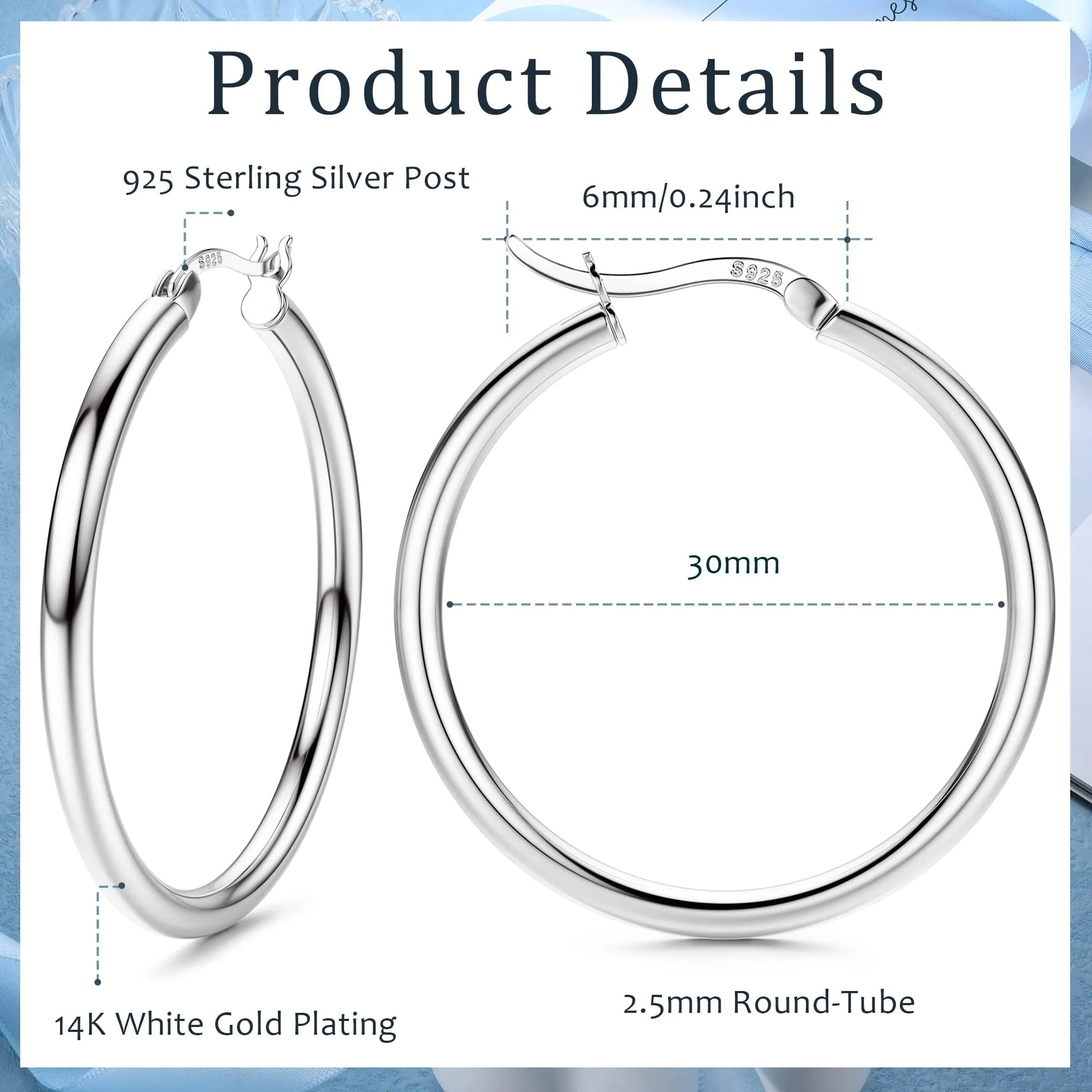 Chriscoco Orecchini a Cerchio in Argento 925 per Donna, 30mm - immagine 2