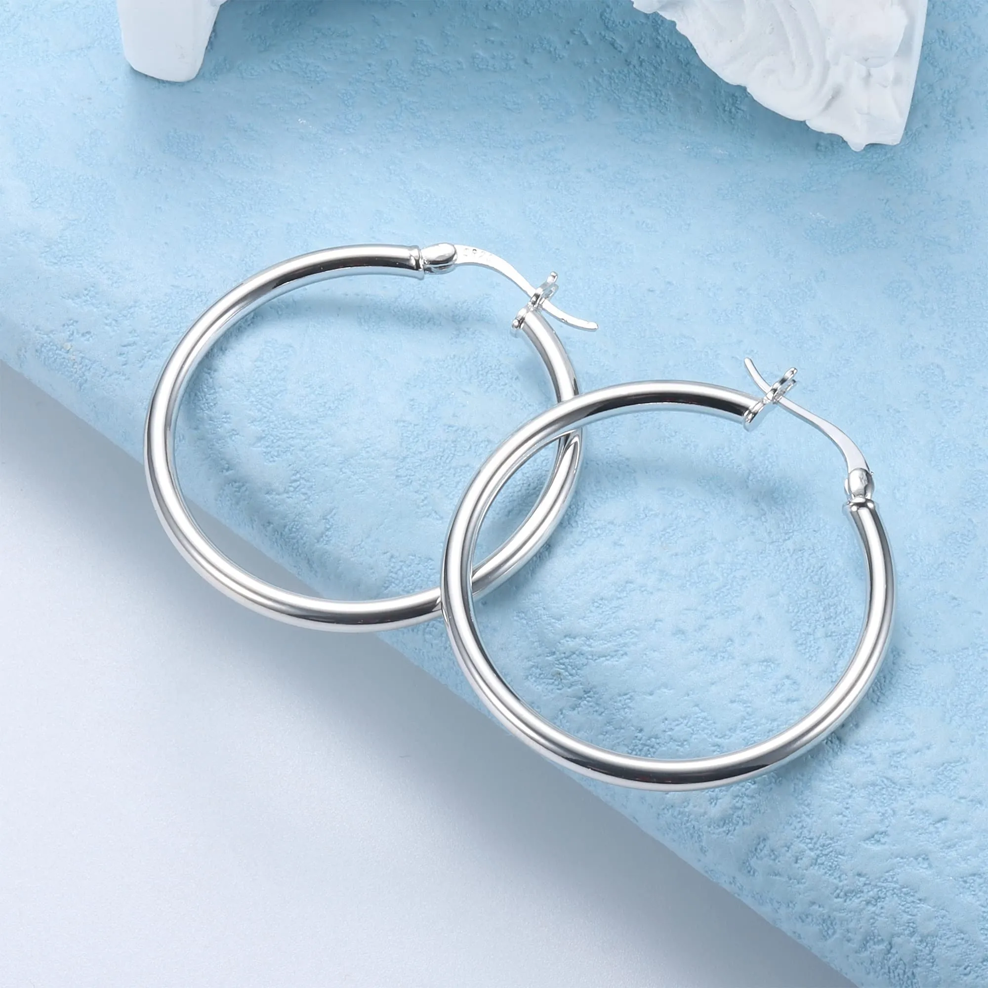 Chriscoco Orecchini a Cerchio in Argento 925 per Donna, 30mm - immagine 5
