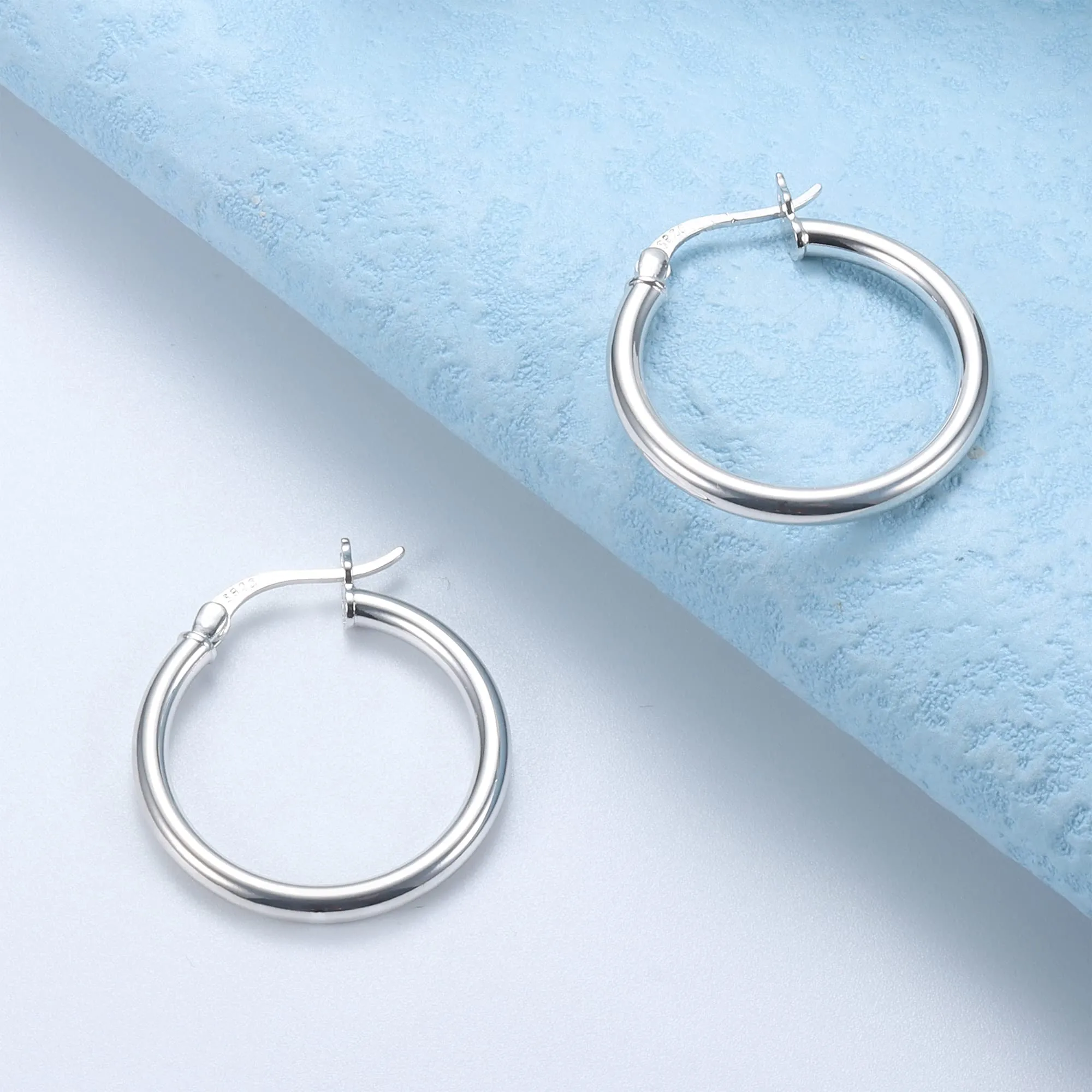 Chriscoco Orecchini a Cerchio in Rame con Perni in Argento 925, 20mm - immagine 5