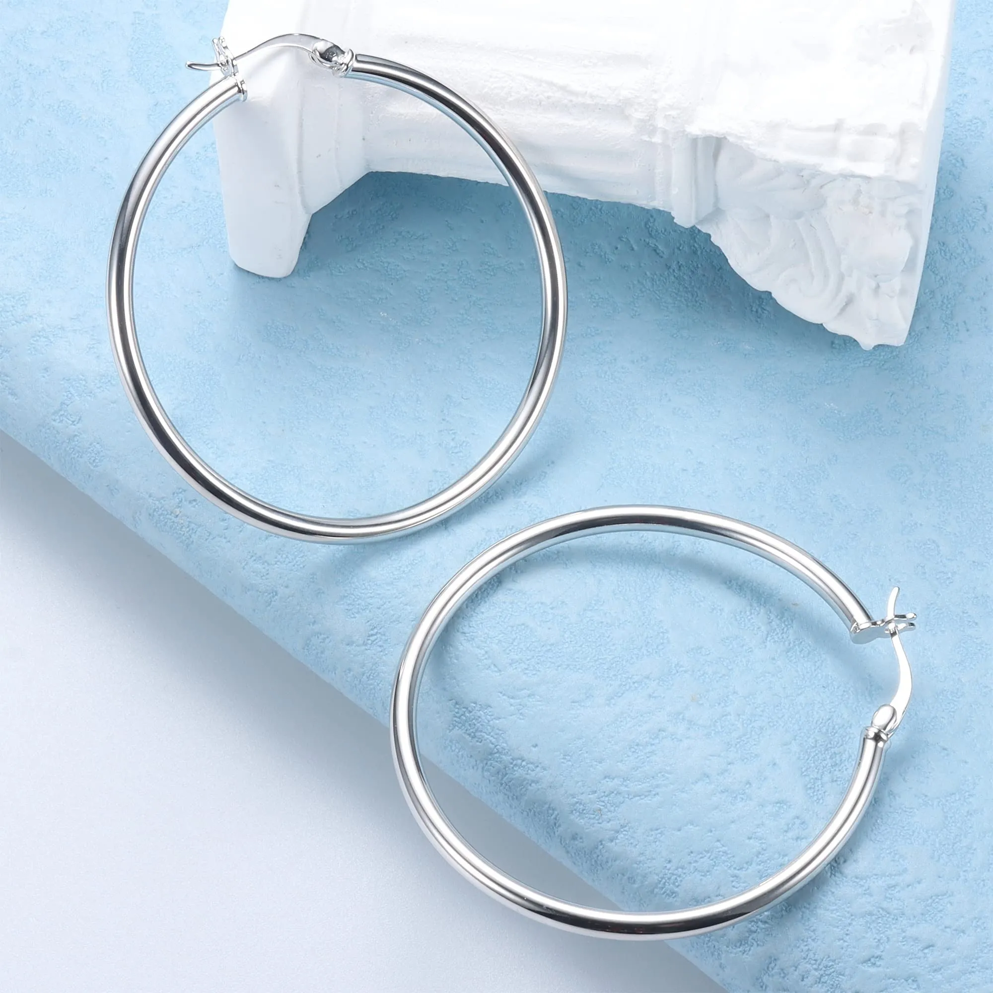 Chriscoco Orecchini a Cerchio in Rame con Perni in Argento 925 per Donna, Anallergici - immagine 5