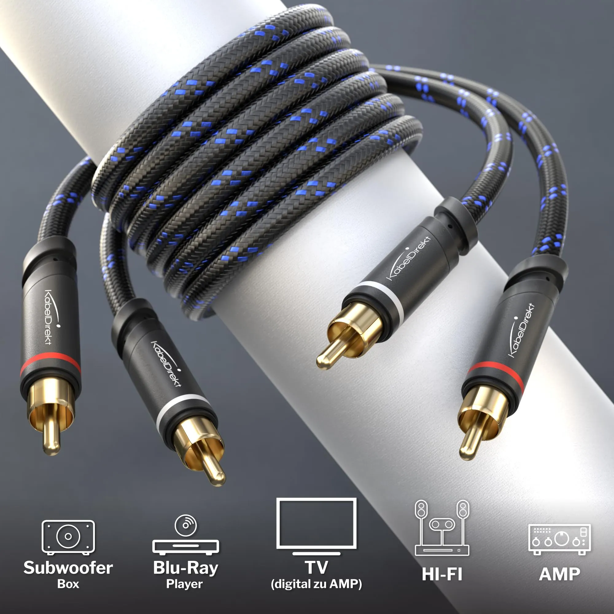 KabelDirekt Cavo Audio RCA 2 RCA Maschio, 10m - immagine 2