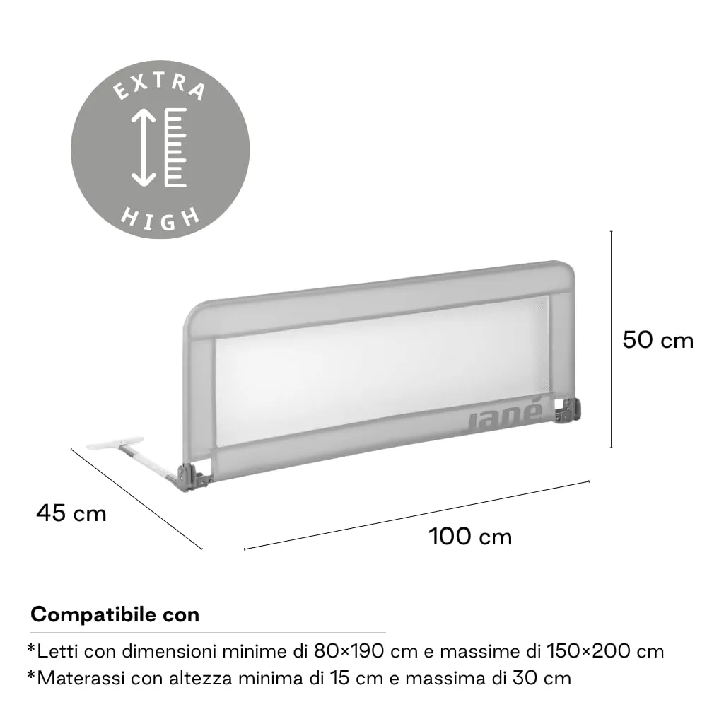 Jané Sponda Letto Ribaltabile 110 cm, Extra Alta e Traspirante, Pieghevole, Grigio - immagine 8