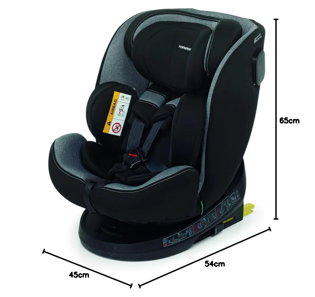 Foppapedretti Circle I-Size Seggiolino Auto Girevole a 360°, 40-150 cm, 0-12 anni, ECE R129, Isofix e TopTether, Carbon - immagine 2