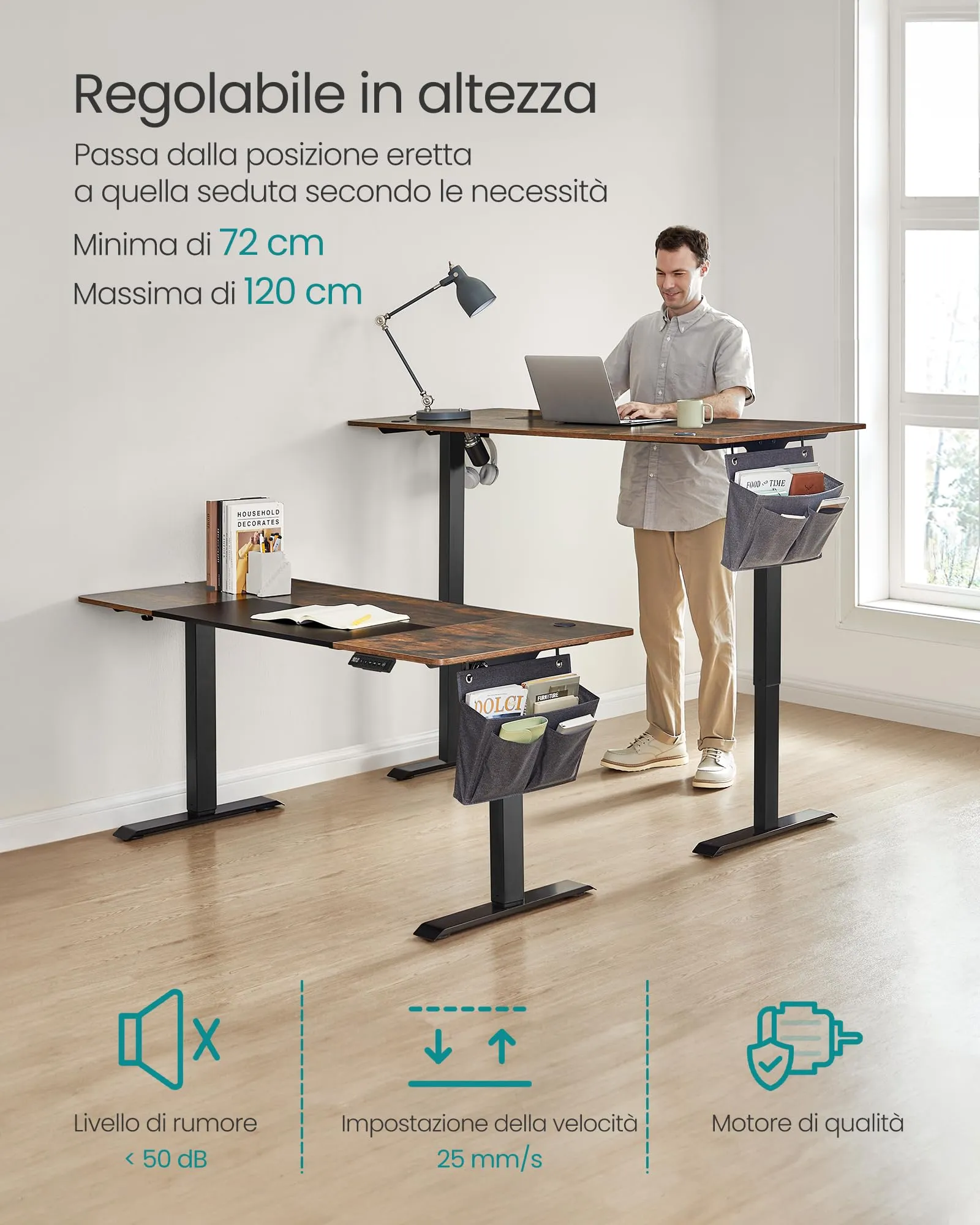 SONGMICS Scrivania Elettrica Regolabile in Altezza, 160 x 70 x (71-120) cm - immagine 4
