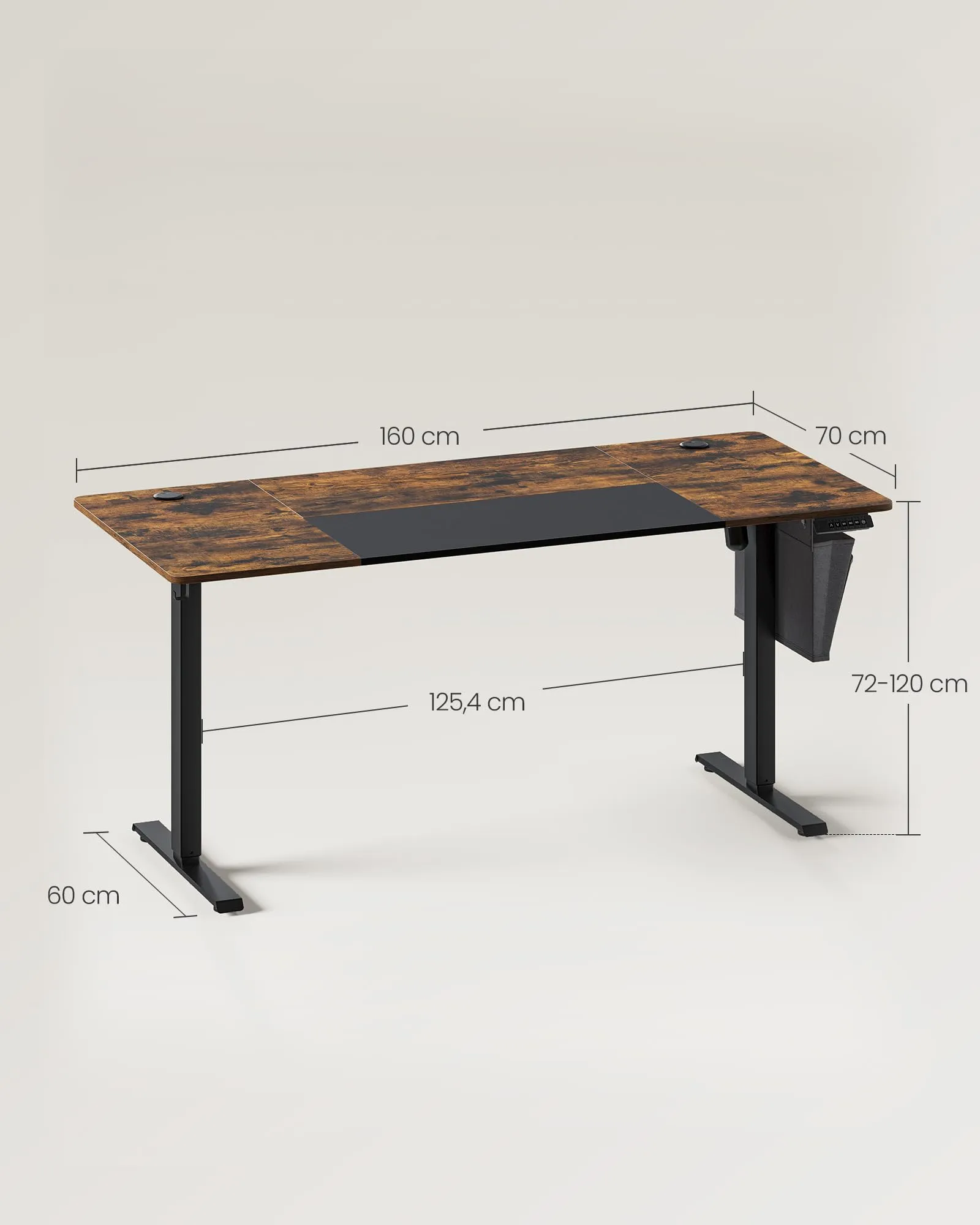 SONGMICS Scrivania Elettrica Regolabile in Altezza, 160 x 70 x (71-120) cm - immagine 7