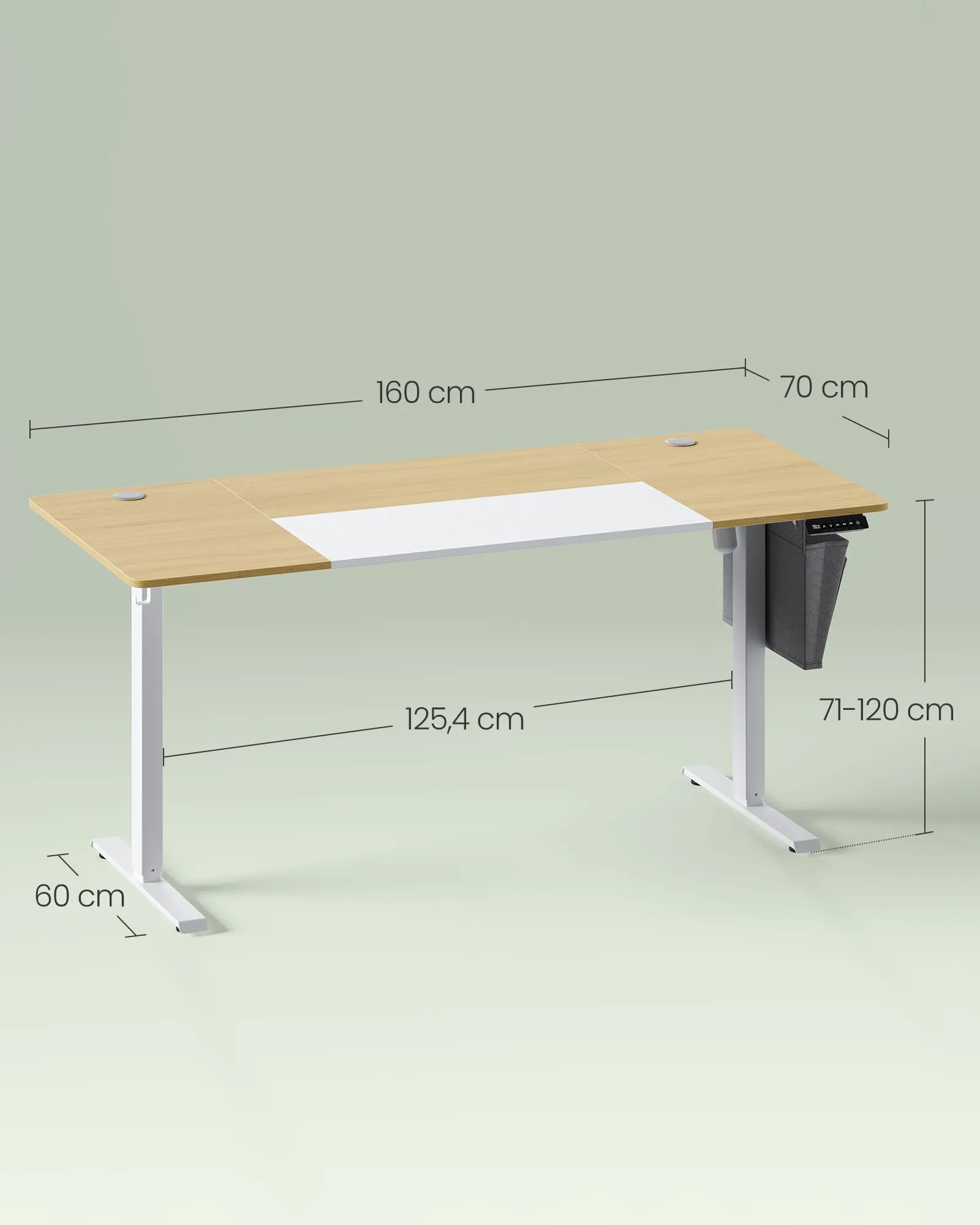 SONGMICS Scrivania Elettrica Regolabile in Altezza, 160 x 70 x (71-120) cm - immagine 3