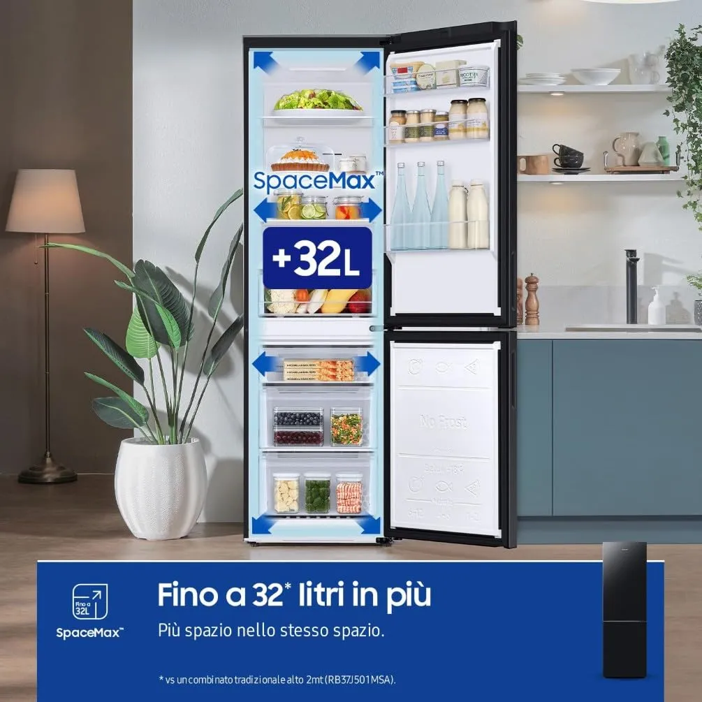Samsung EcoFlex RB33B610EBN/EF Frigorifero Combinato, SpaceMax, Total No Frost, 344 L, New Empire Black - immagine 3