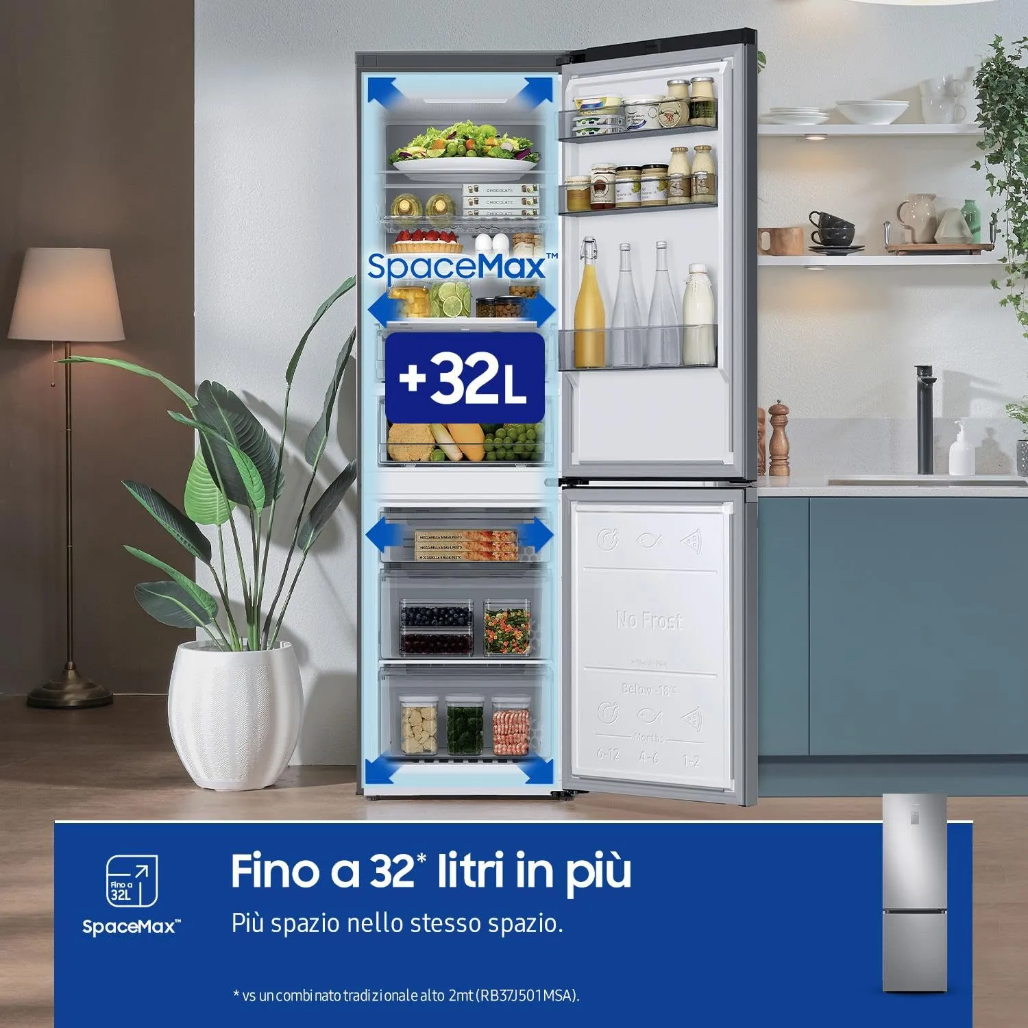 Samsung EcoFlex AI RB34C775CS9/EF Frigorifero Combinato, SpaceMax, Total No Frost, 344 L, Metal Inox - immagine 4