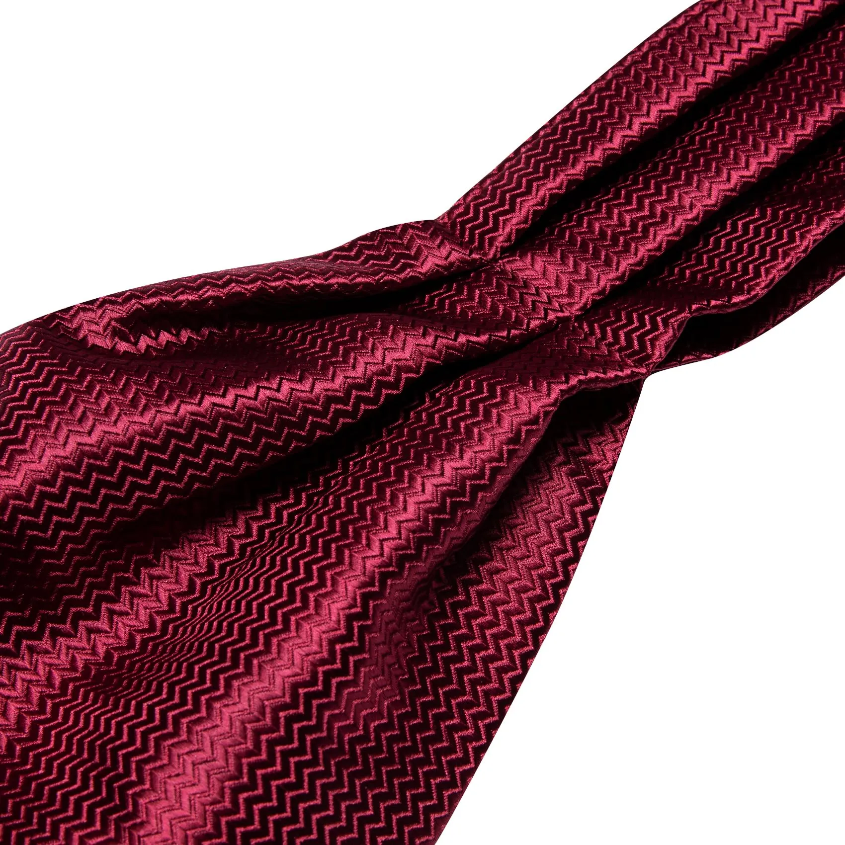 Barry.Wang Set da uomo con cravatta Ascot in seta, fazzoletto da taschino e gemelli, motivo Paisley, Rosso vinaccia, Taglia unica - immagine 3