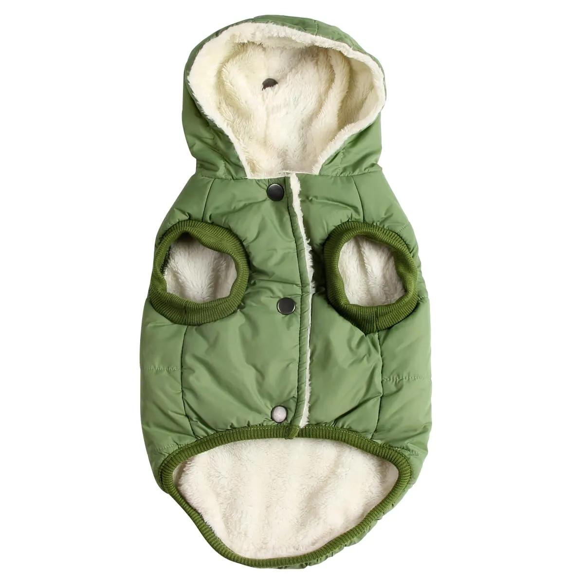 JoyDaog Cappottino Invernale per Cani con Cappuccio, Foderato in Pile, Verde L - immagine 1