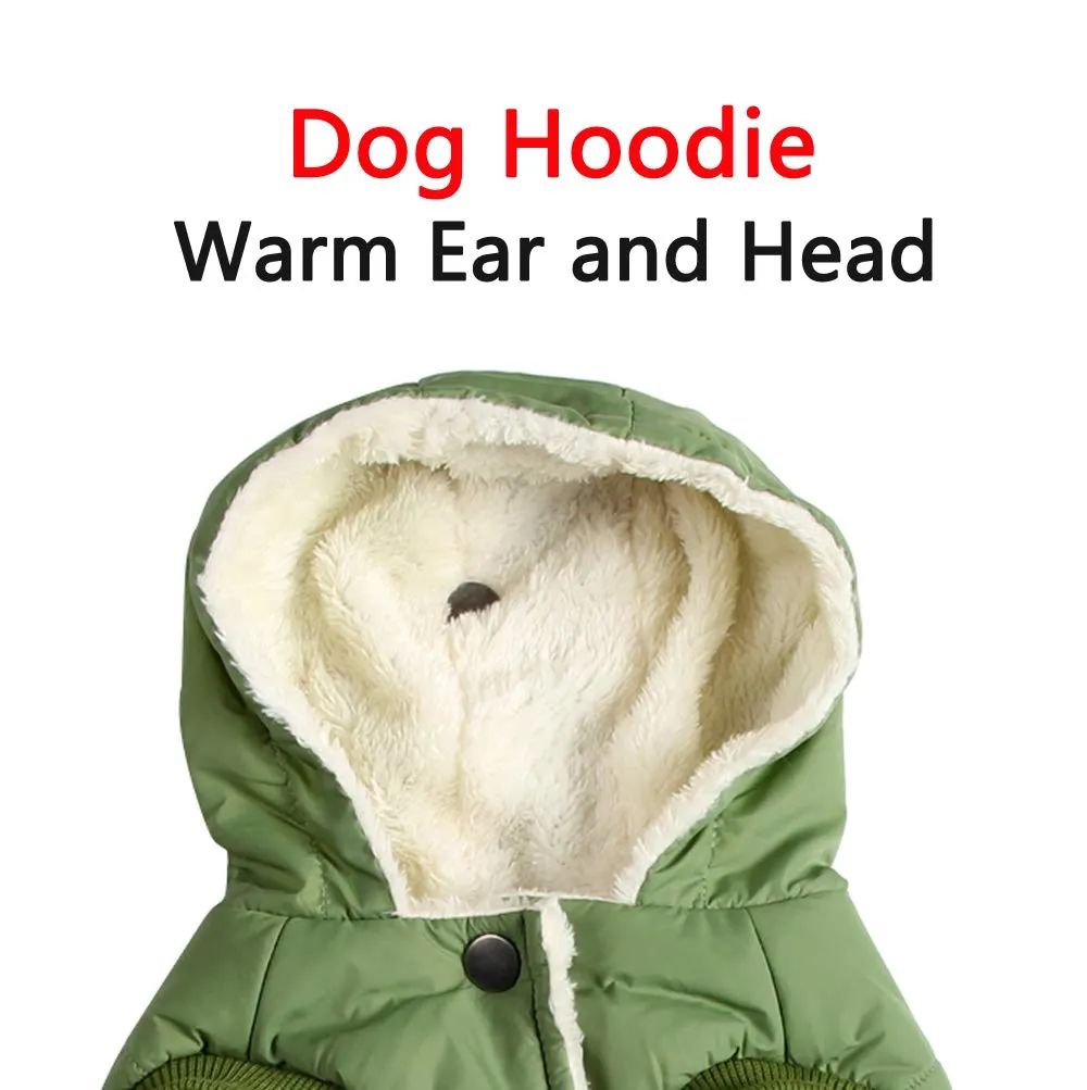 JoyDaog Cappottino invernale per cani con cappuccio e fodera in pile, Verde, S - immagine 8