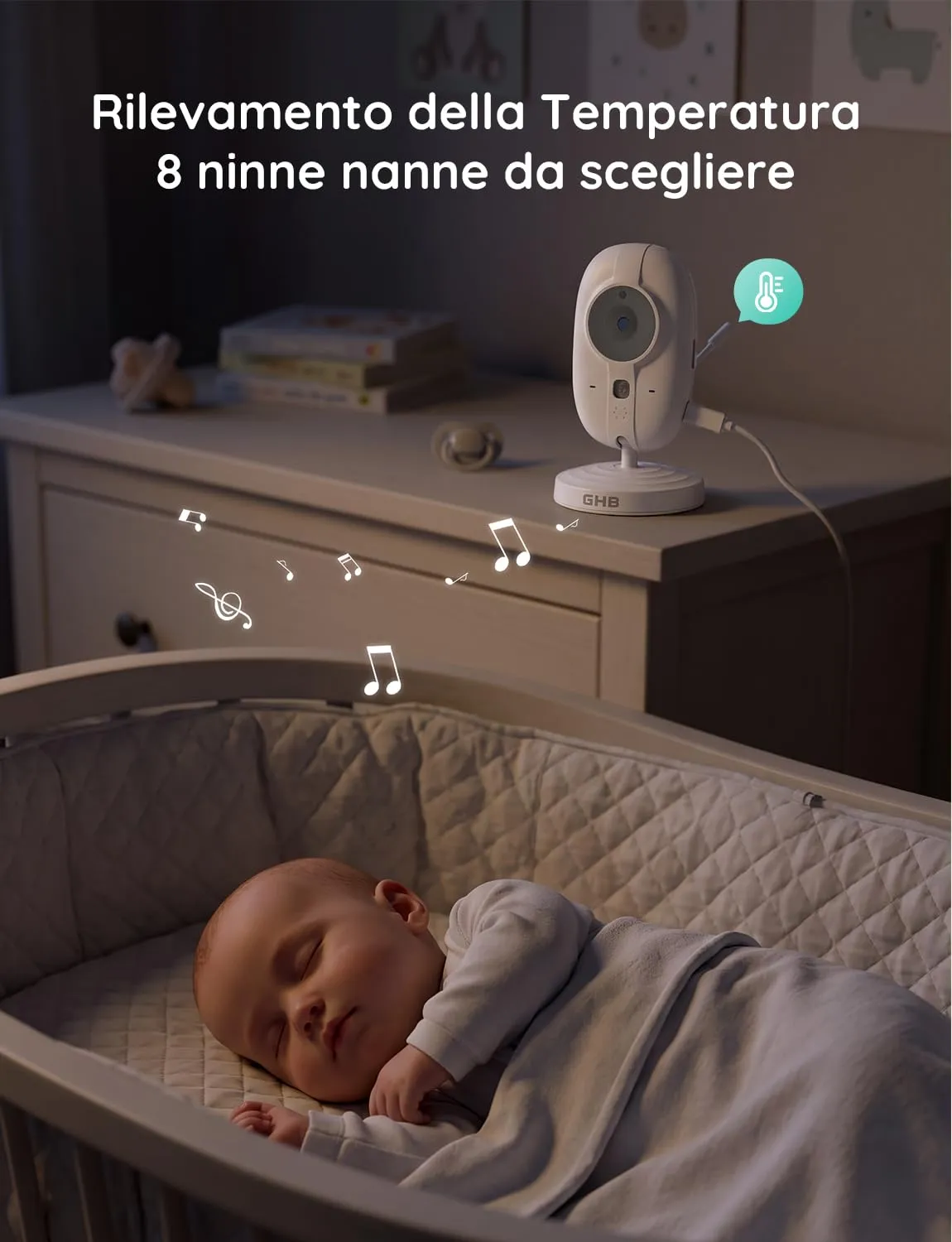 GHB Baby Monitor Video e Audio 3.5'' 720HD Senza Wifi ABM600-DE-1 - immagine 5