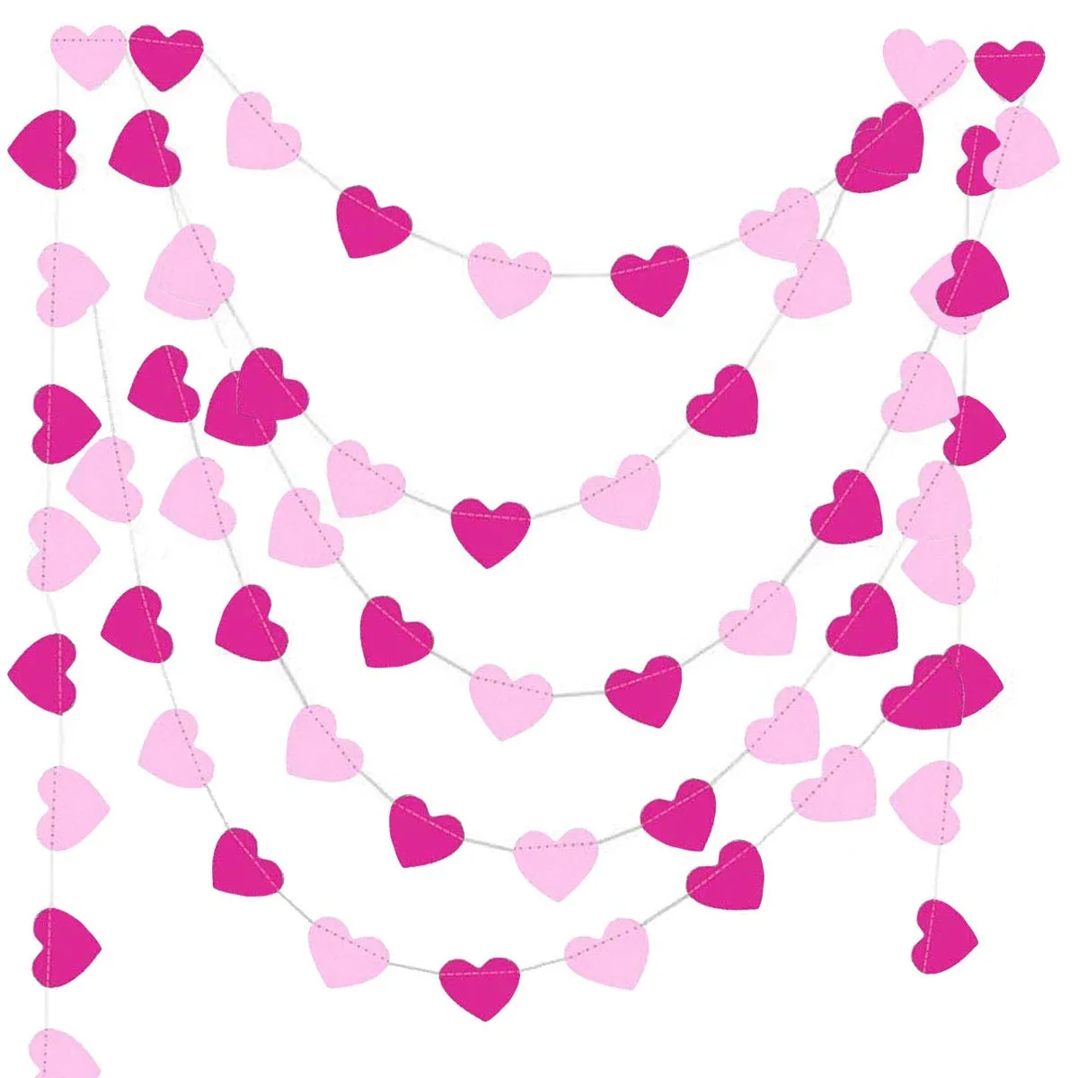 Jonami Ghirlanda di Carta Cuori Rosa, Fucsia e Bianco, 9 Metri - immagine 1