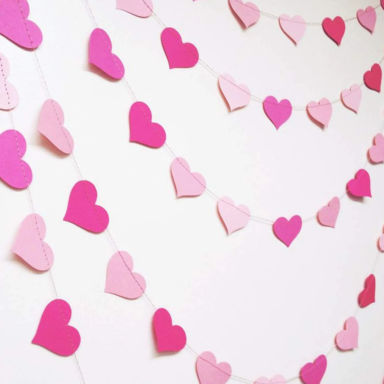 Jonami Ghirlanda di Carta Cuori Rosa, Fucsia e Bianco, 9 Metri - immagine 4