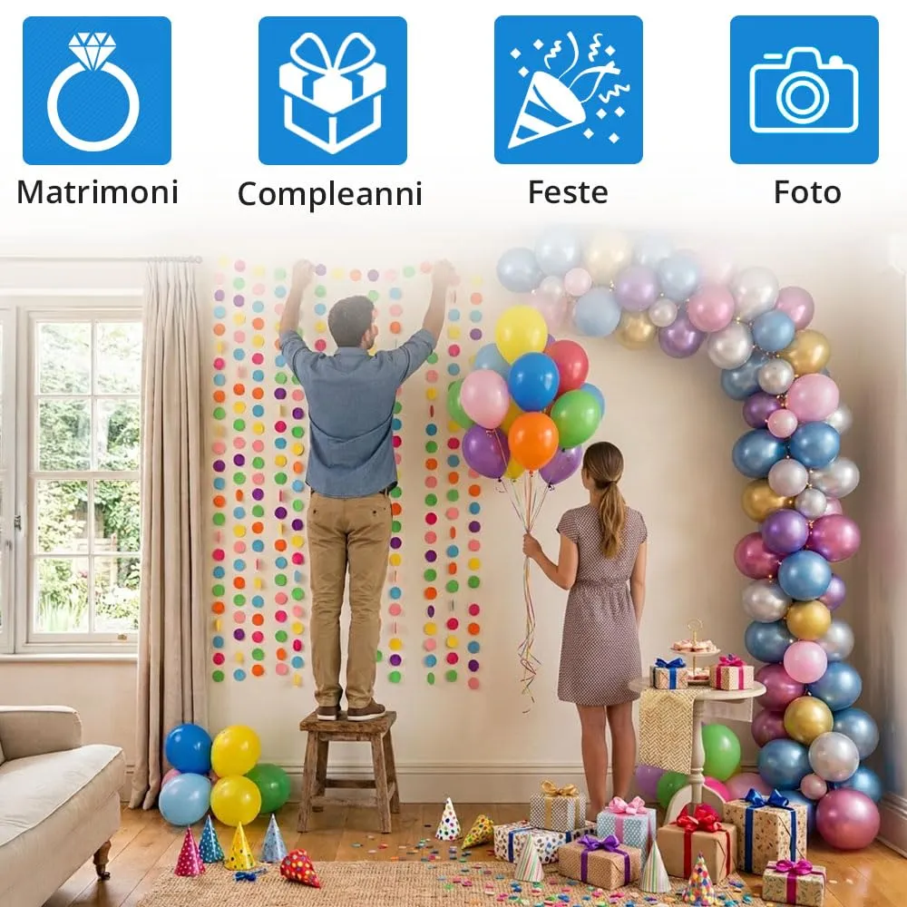 Jonami Ghirlanda di Carta Puntini Multicolore, 9 Metri - immagine 4