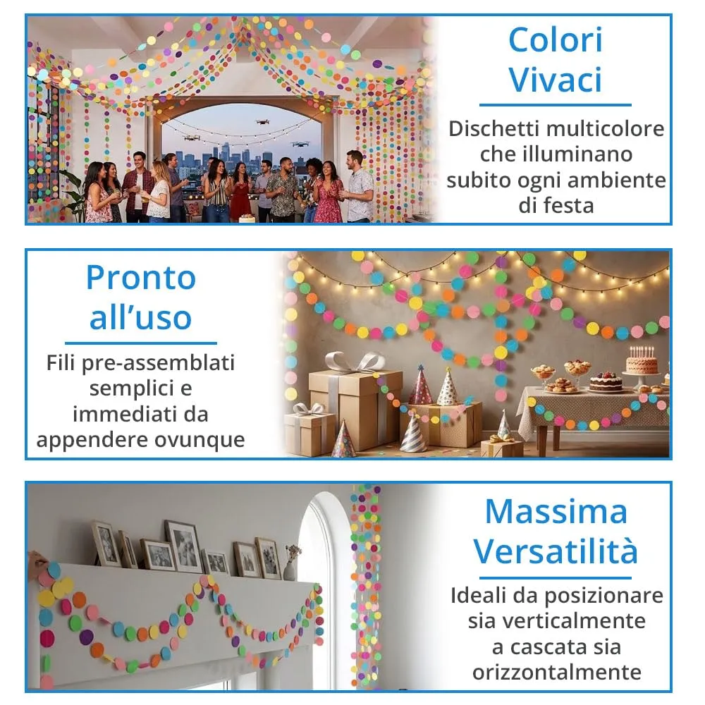 Jonami Ghirlanda di Carta Puntini Multicolore, 9 Metri - immagine 5