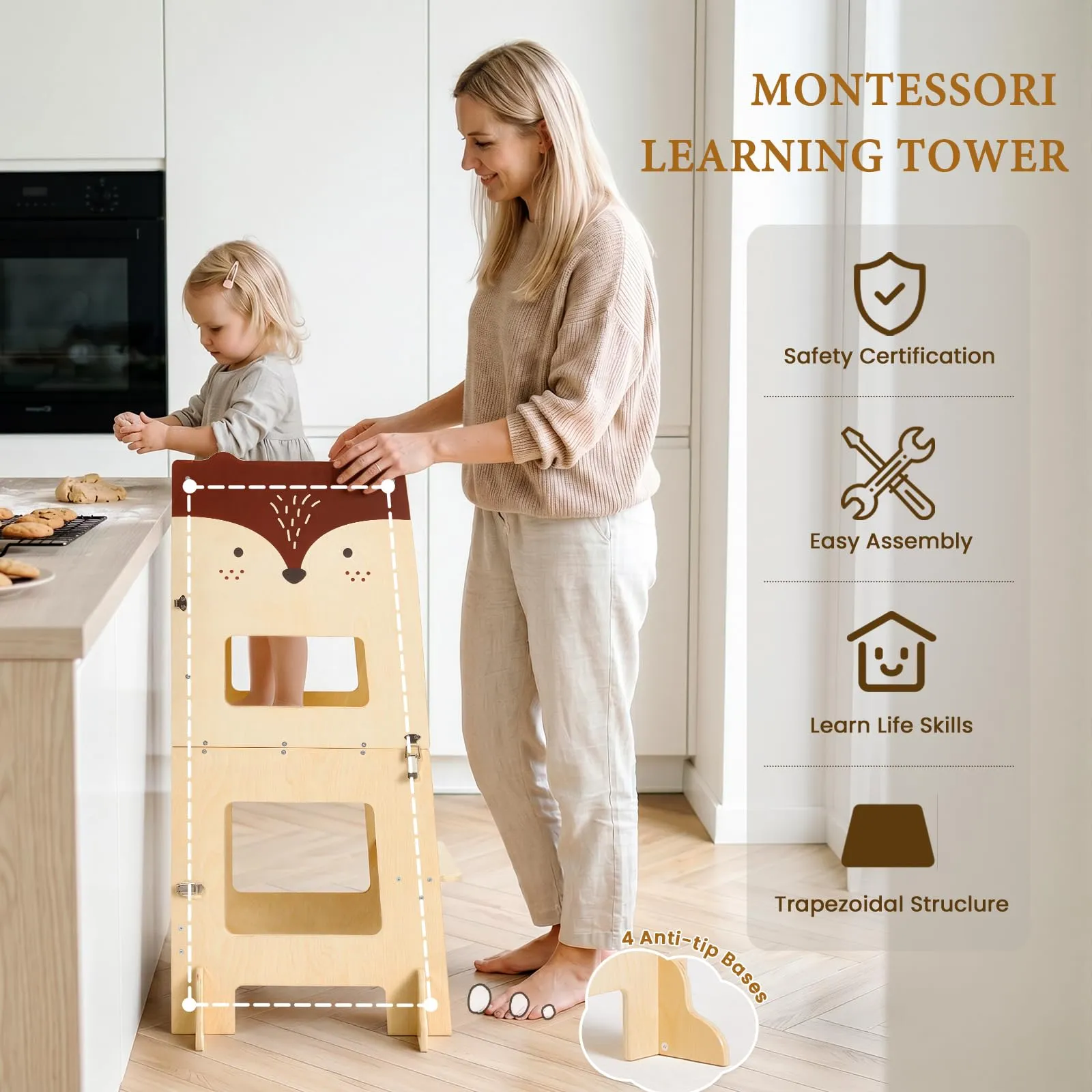 labebe Torre di Apprendimento Montessori Pieghevole 3 in 1 - immagine 2