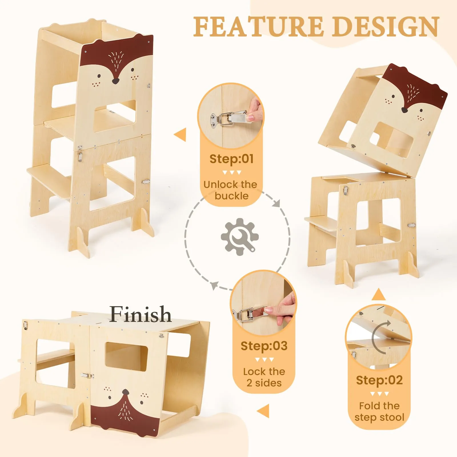 labebe Torre di Apprendimento Montessori Pieghevole 3 in 1 - immagine 3