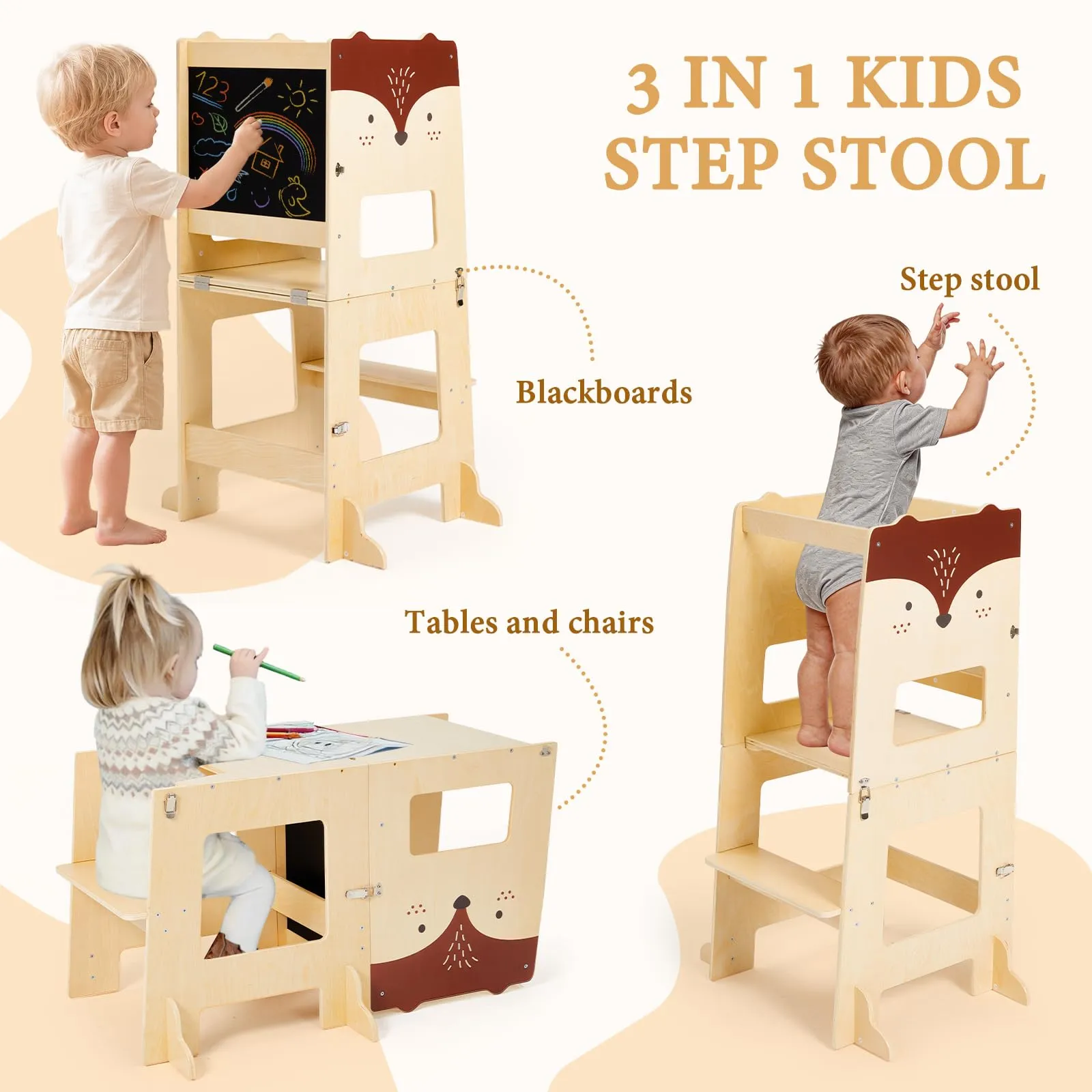 labebe Torre di Apprendimento Montessori Pieghevole 3 in 1 - immagine 4
