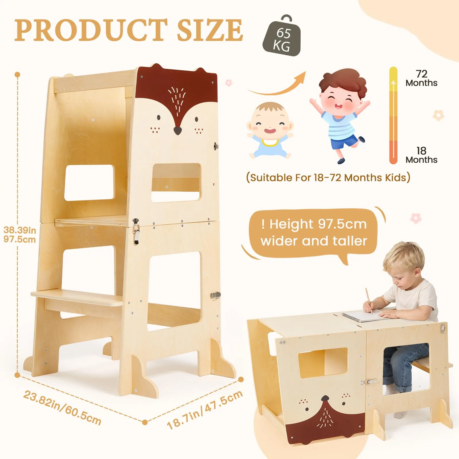 labebe Torre di Apprendimento Montessori Pieghevole 3 in 1 - immagine 5