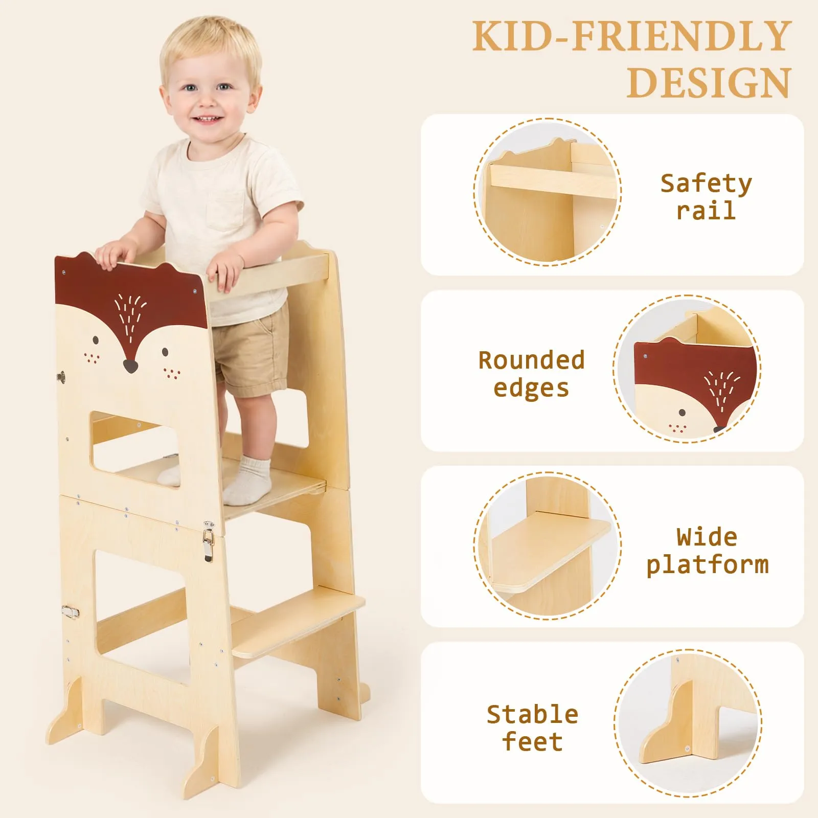 labebe Torre di Apprendimento Montessori Pieghevole 3 in 1 - immagine 6