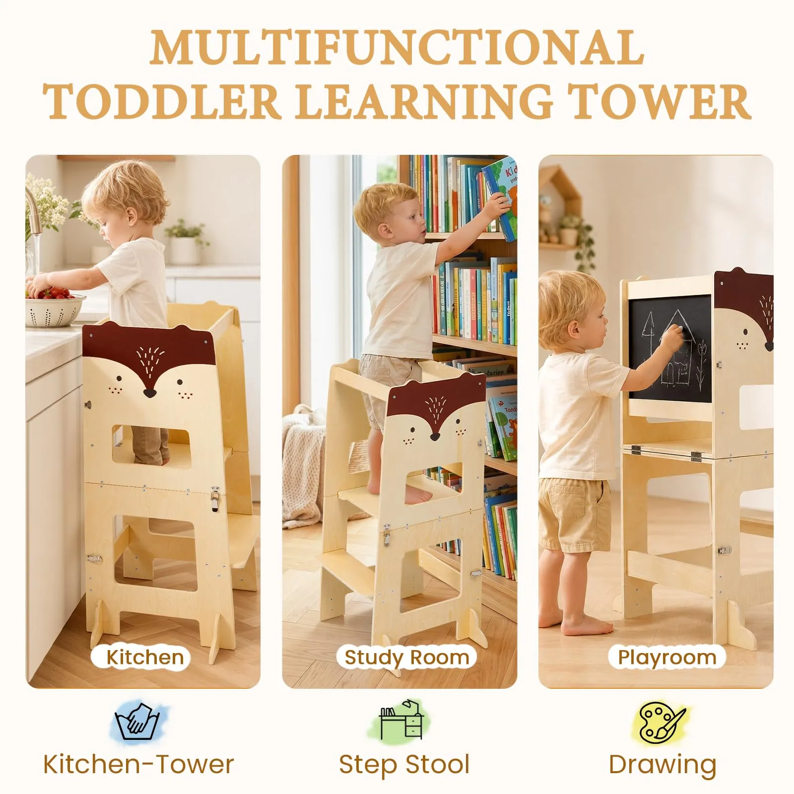 labebe Torre di Apprendimento Montessori Pieghevole 3 in 1 - immagine 7