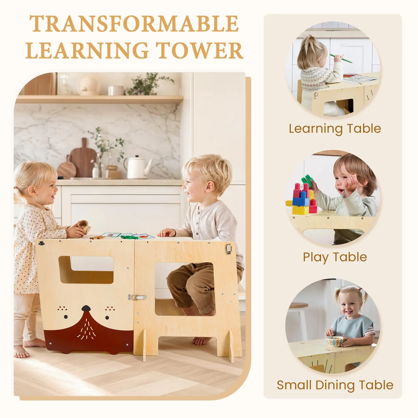 labebe Torre di Apprendimento Montessori Pieghevole 3 in 1 - immagine 8