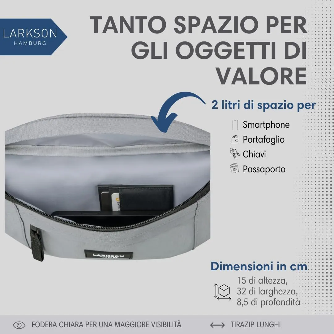 LARKSON Marsupio Donna e Uomo, Grigio - immagine 6