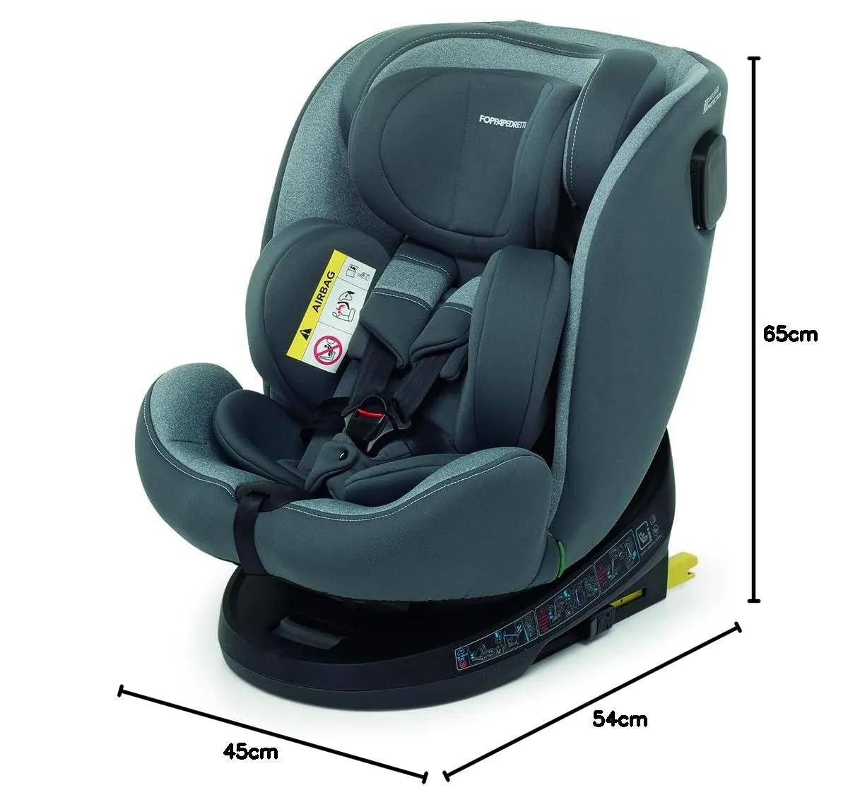 Foppapedretti Circle I-Size Seggiolino Auto Girevole 360°, 40-150 cm, 0-12 anni, ECE R129, Isofix e TopTether, Safe Body Protection, Silver - immagine 2